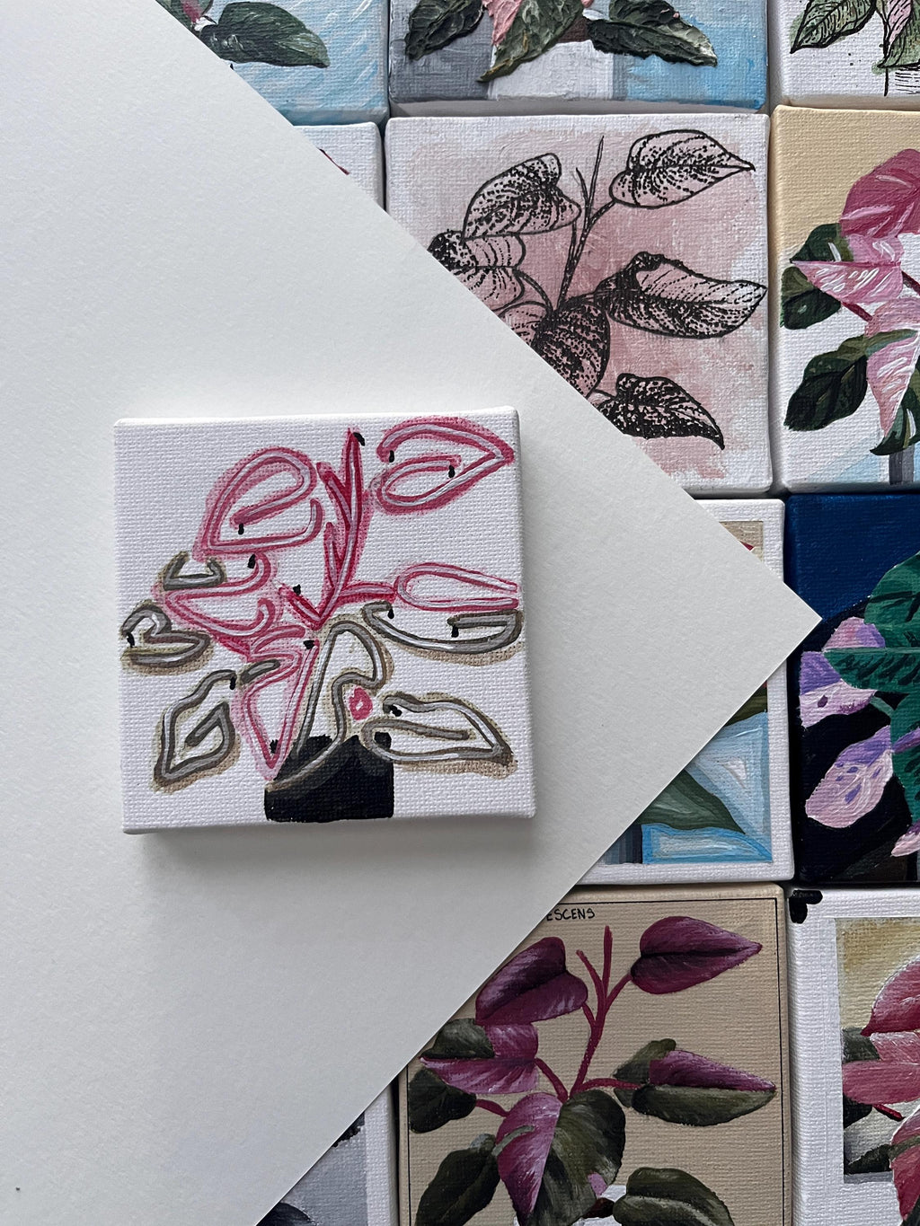 the neon sign, Pink Princess Philodendron painting 18