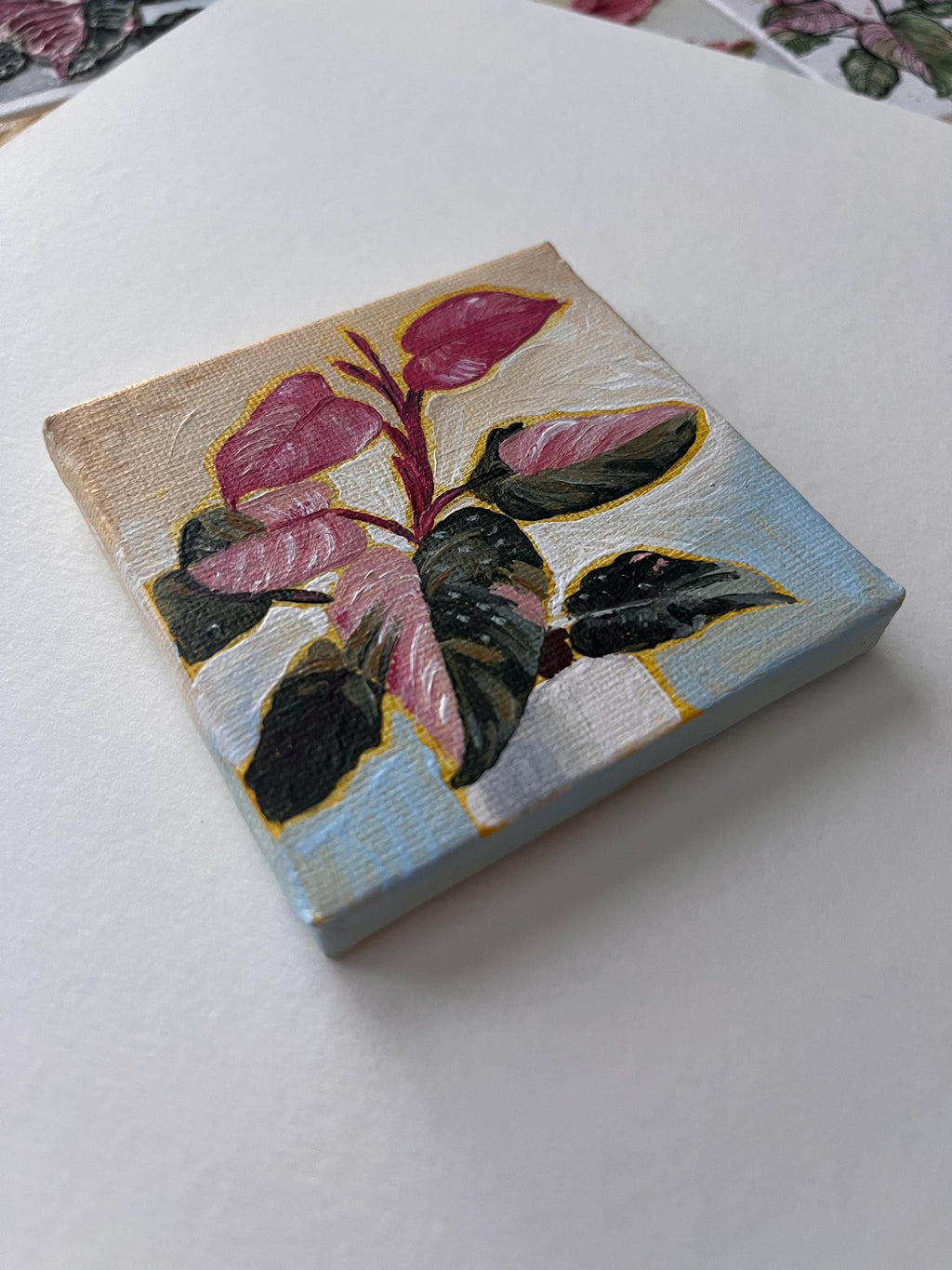 the underpainting, Pink Princess Philodendron painting 4