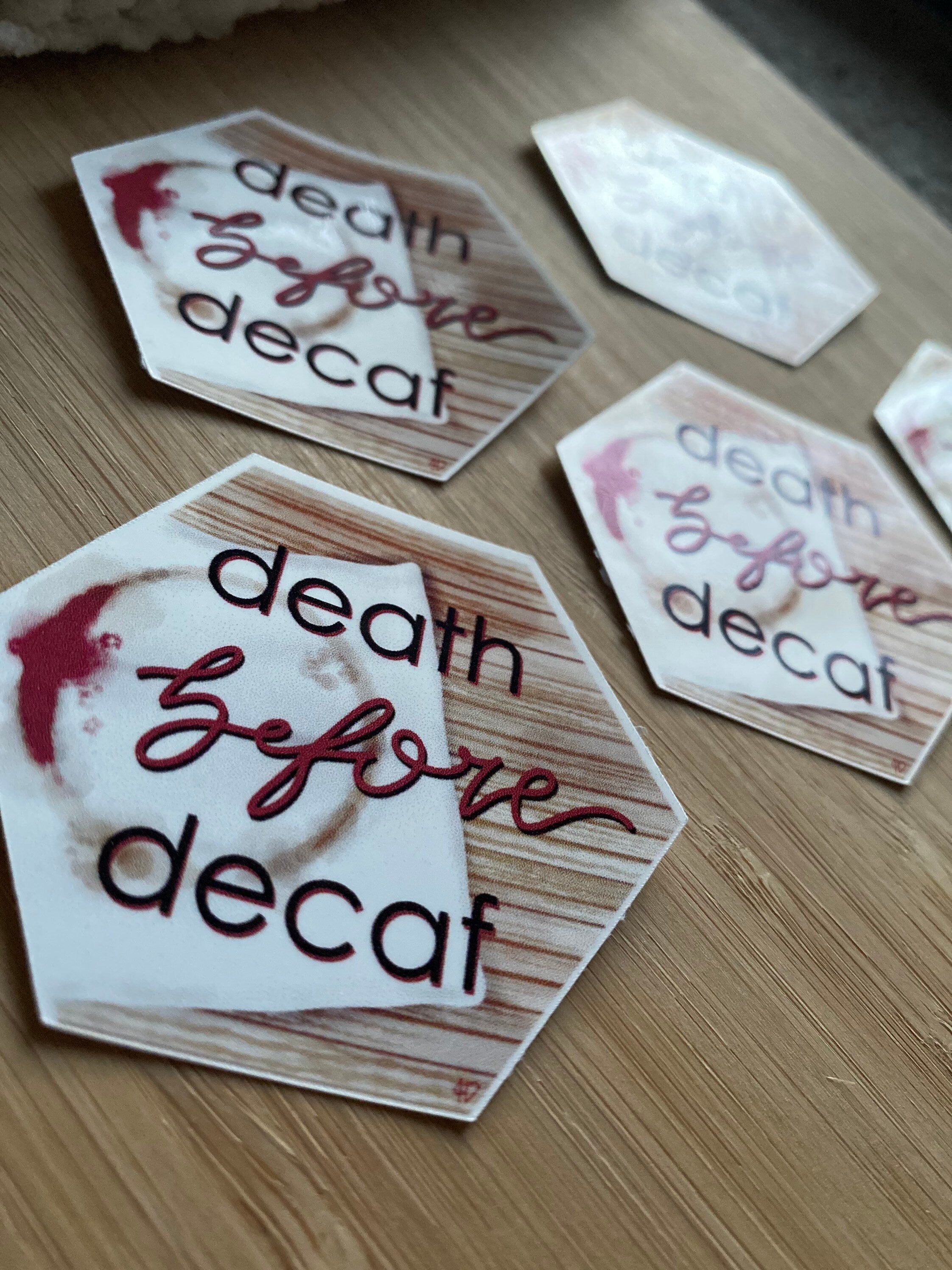 death before decaf vinyl sticker