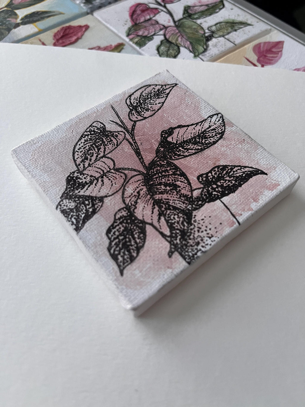the pointillist, Pink Princess Philodendron painting 14