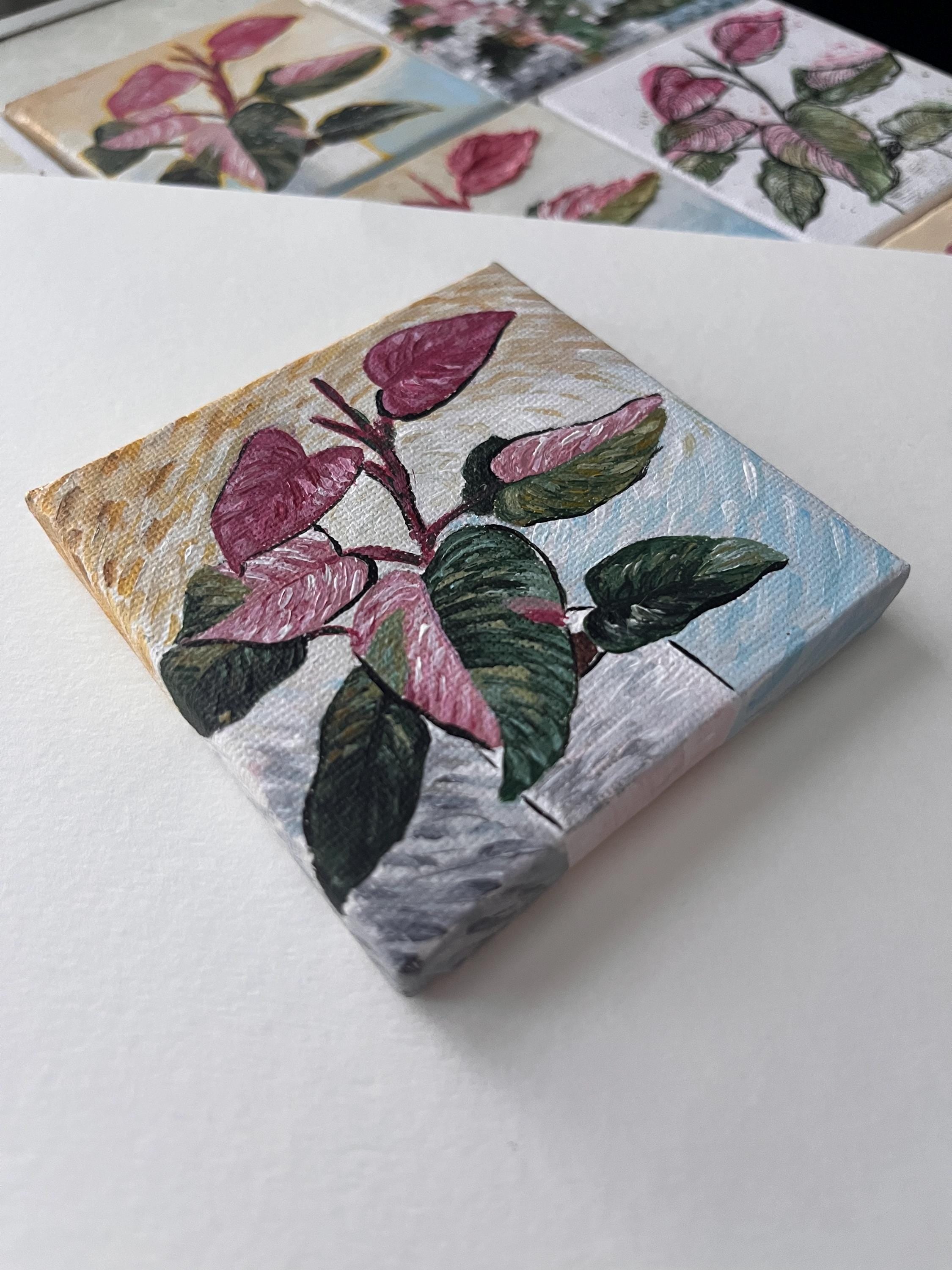 the brushstrokes, Pink Princess Philodendron painting 8