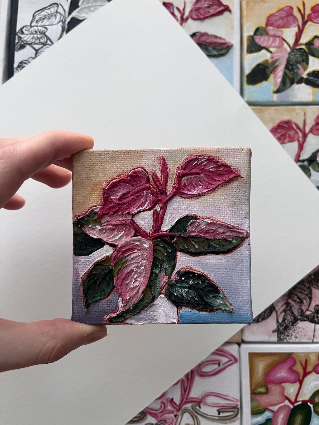 the moody texture, Pink Princess Philodendron painting 7