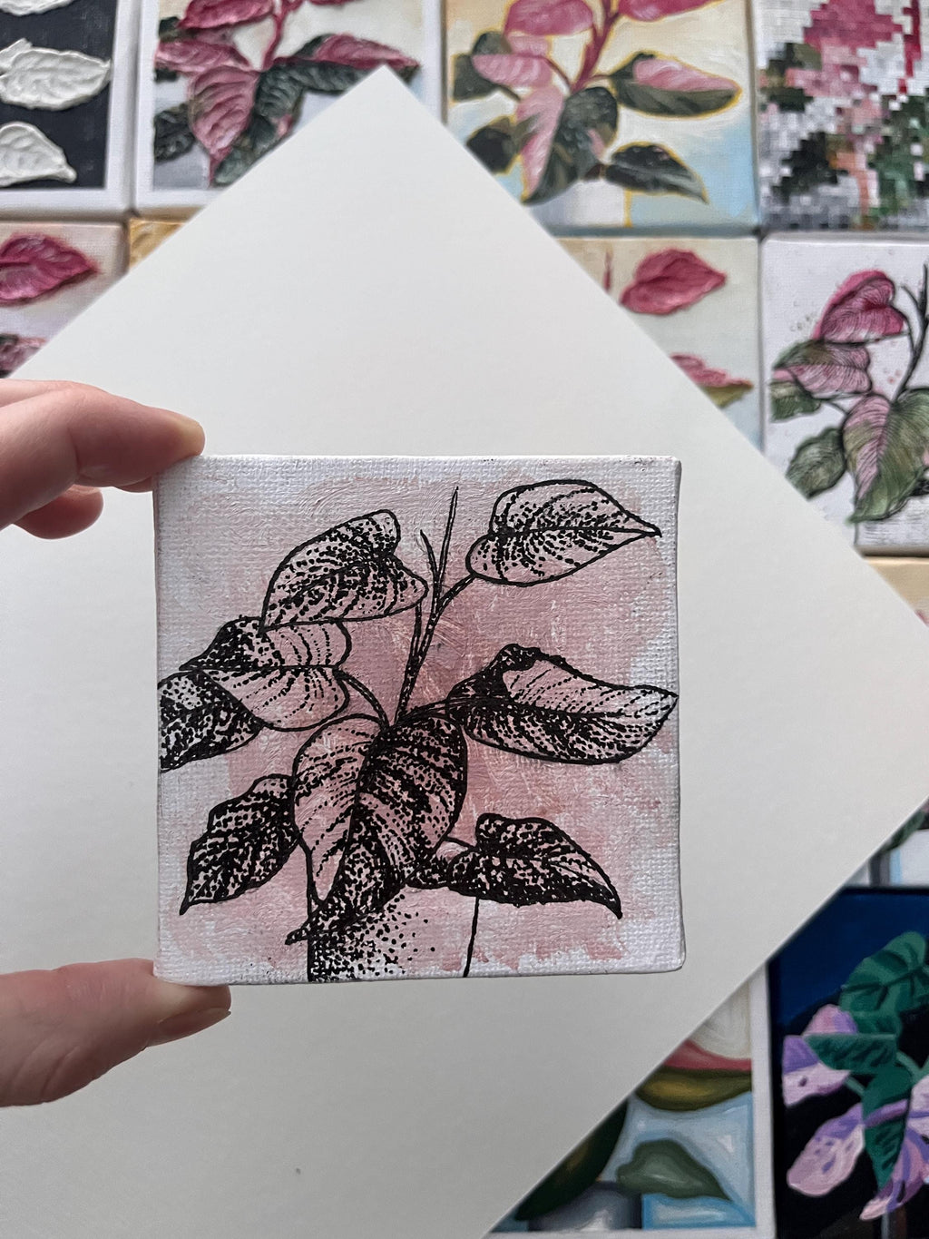 the pointillist, Pink Princess Philodendron painting 14