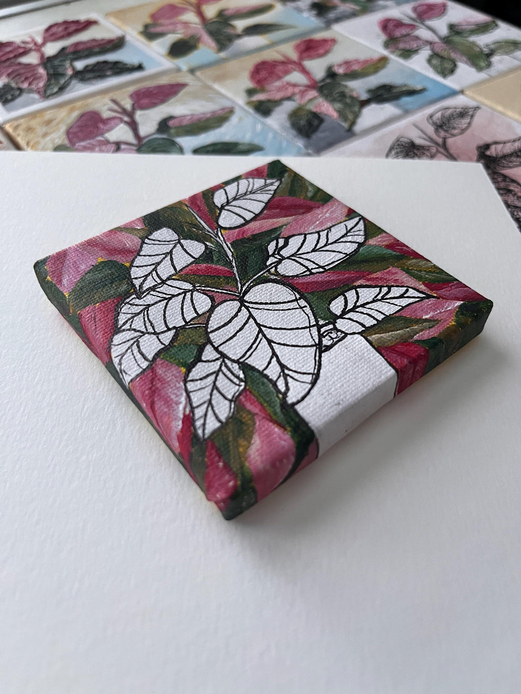the reverse, Pink Princess Philodendron painting 11