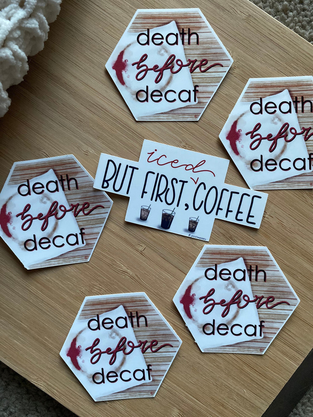 death before decaf vinyl sticker