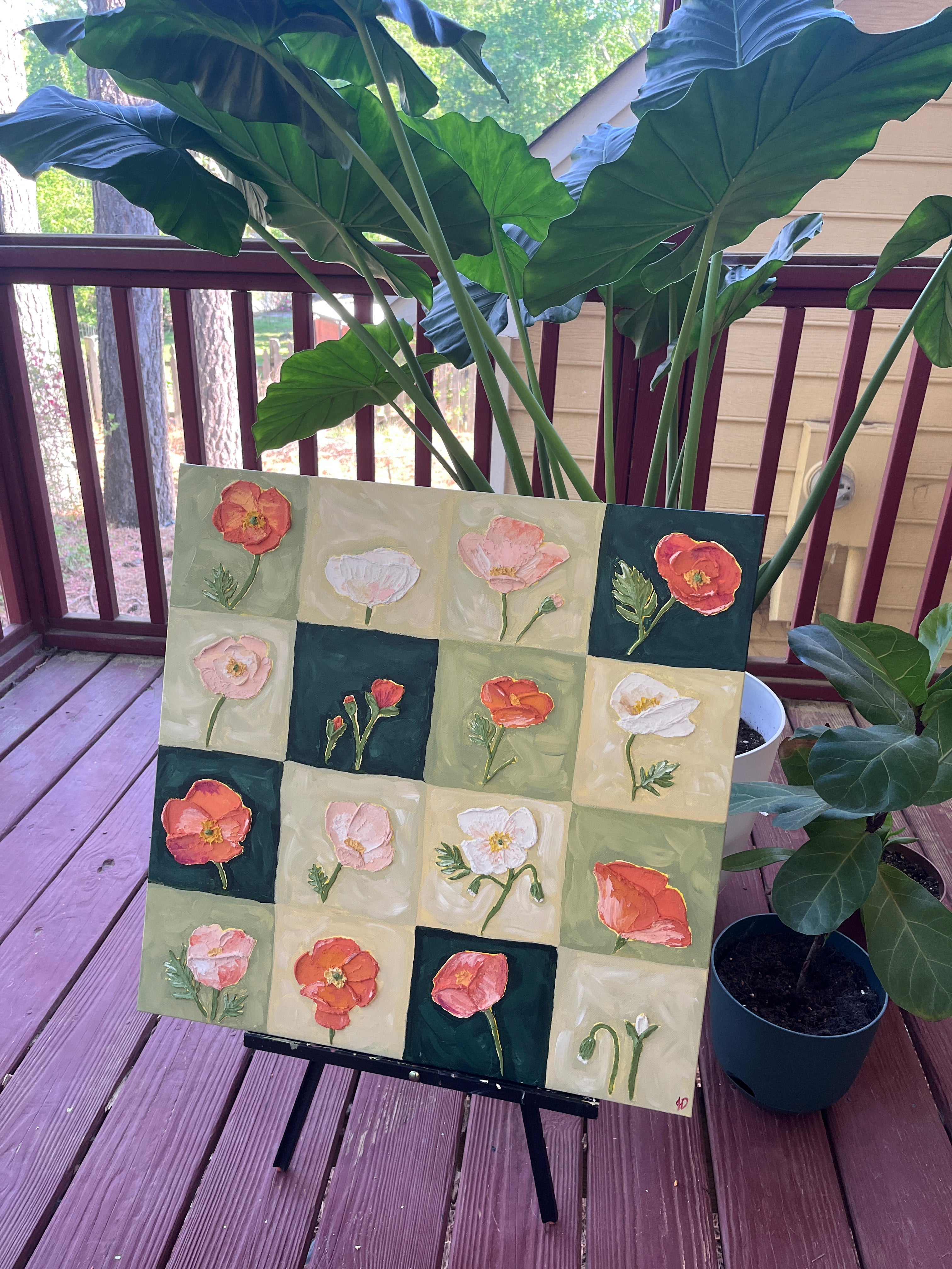 24" x 24" Poppies Painting