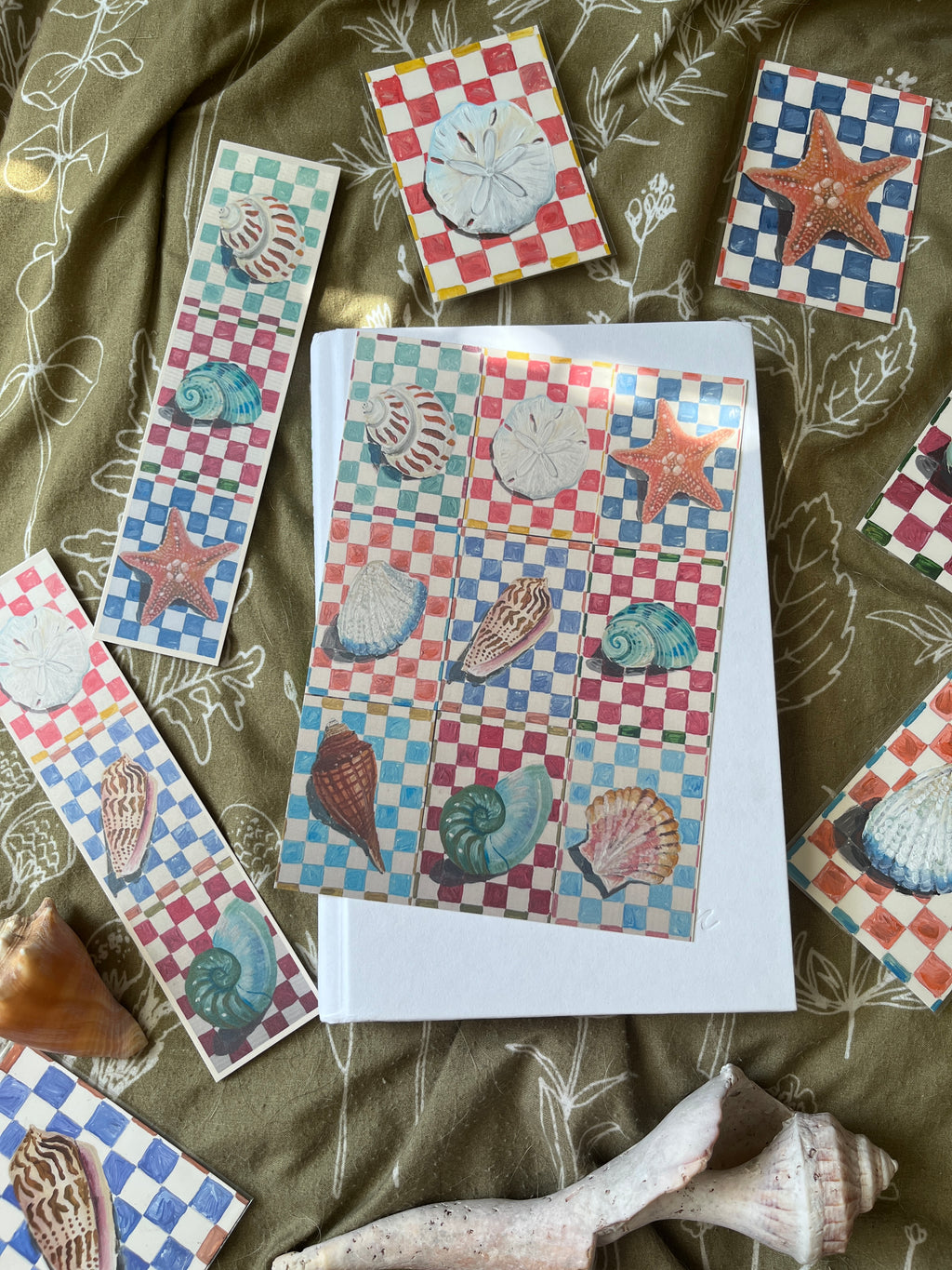 Checkered Sea Shell Bookmark
