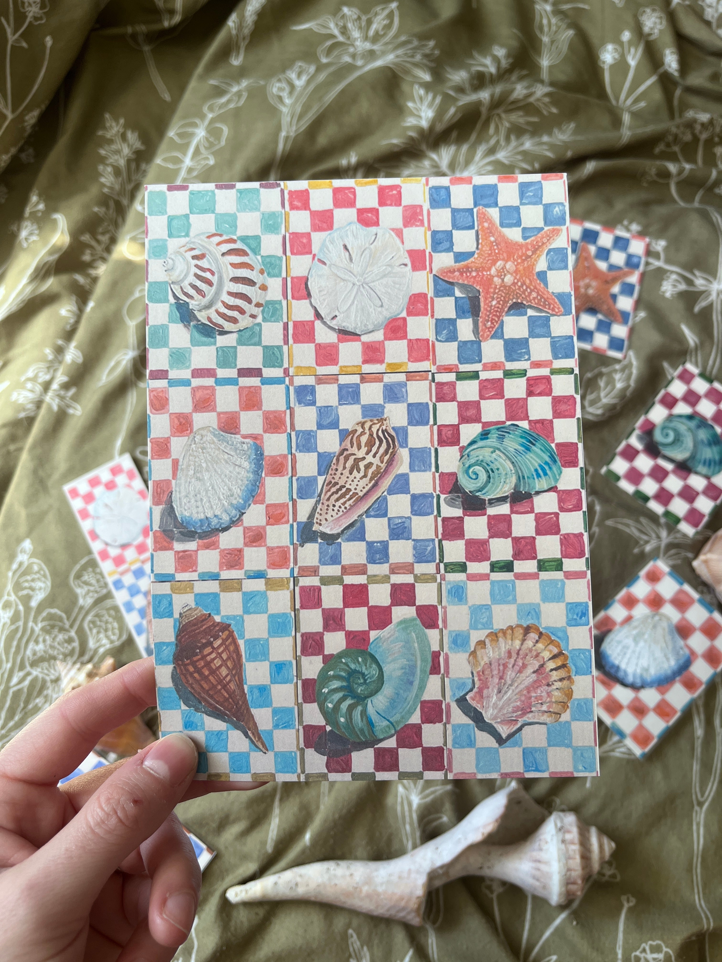 Checkered Seashell Art Print