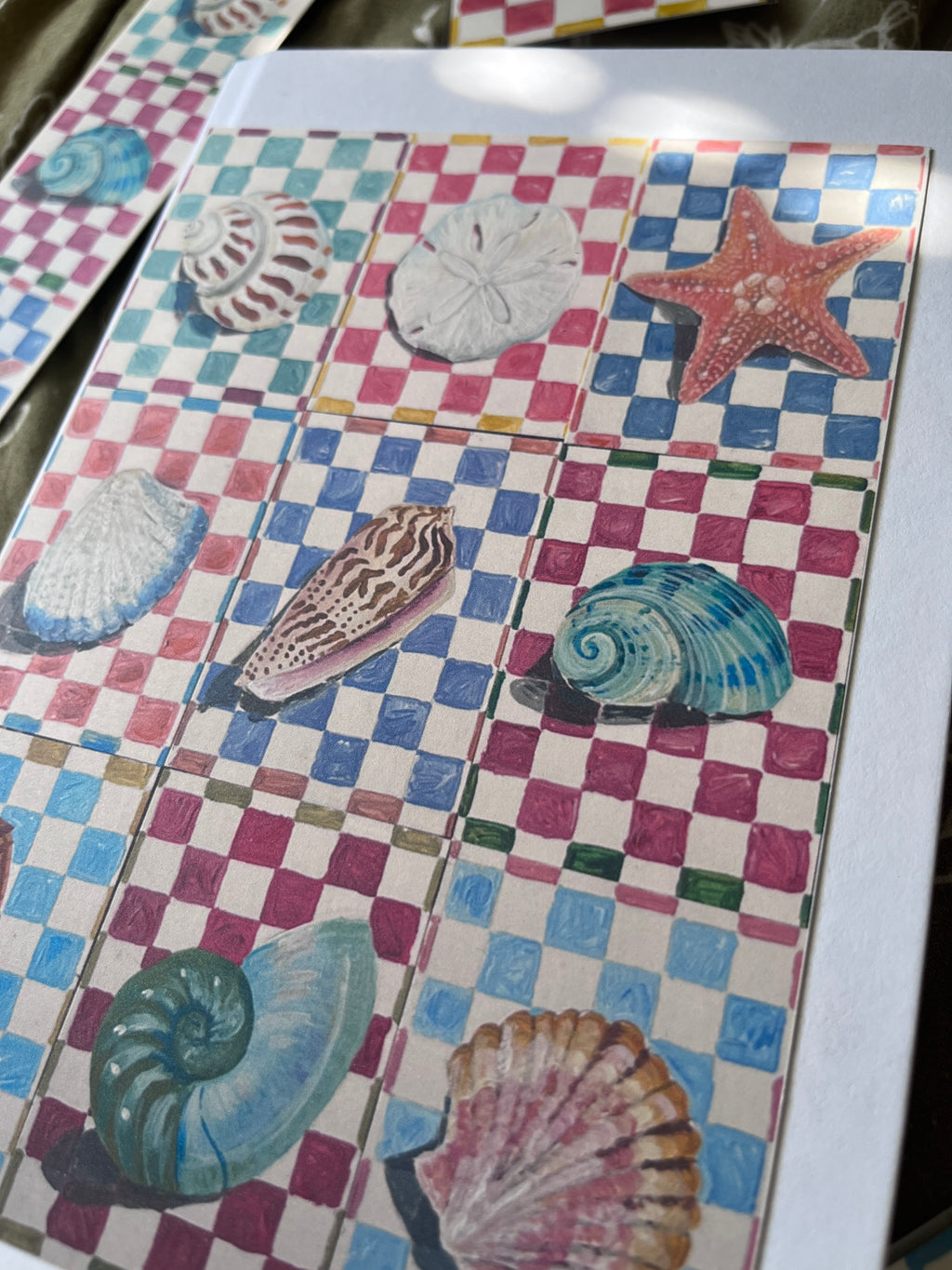 Checkered Seashell Art Print