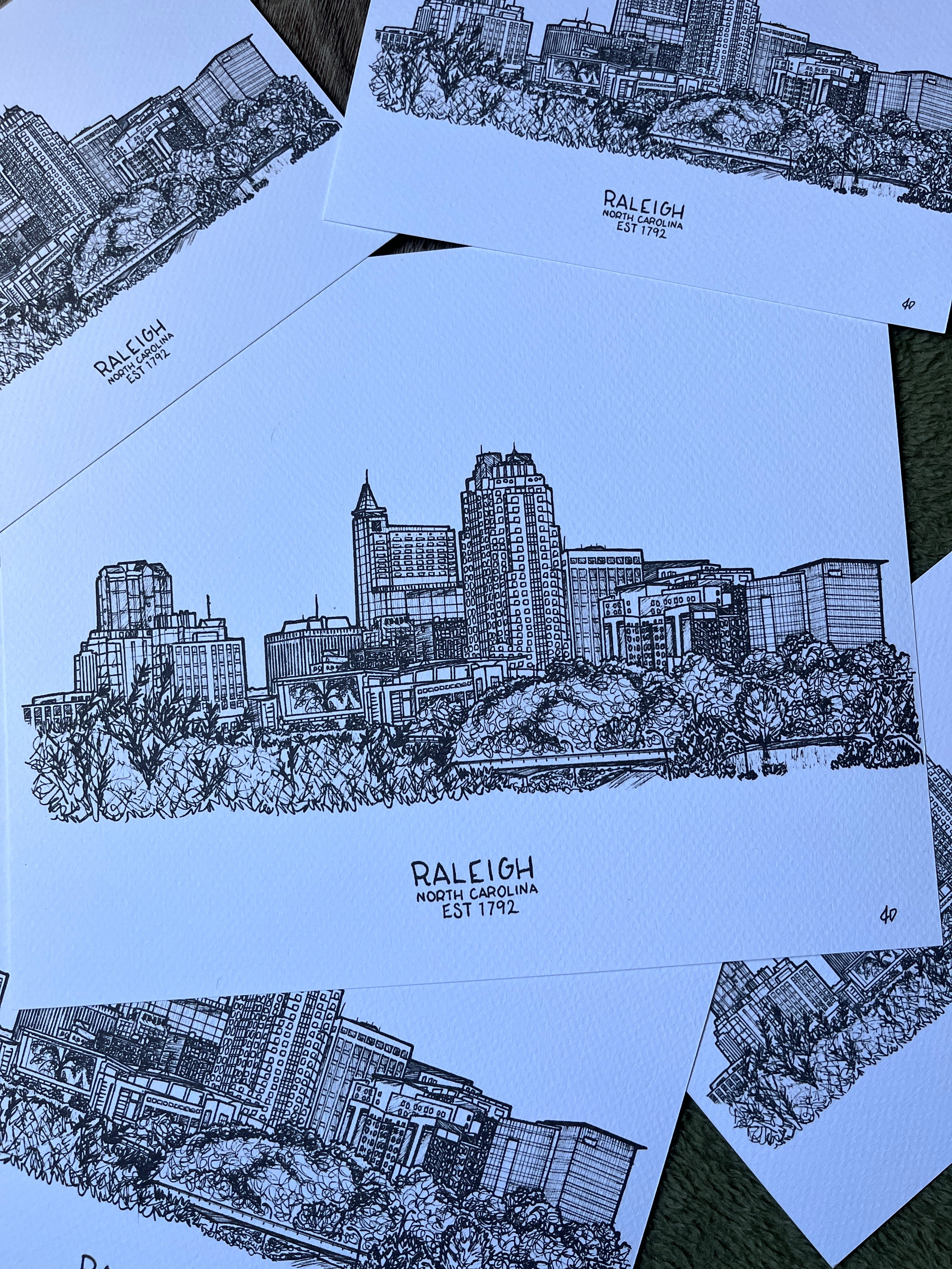 Raleigh Skyline Print