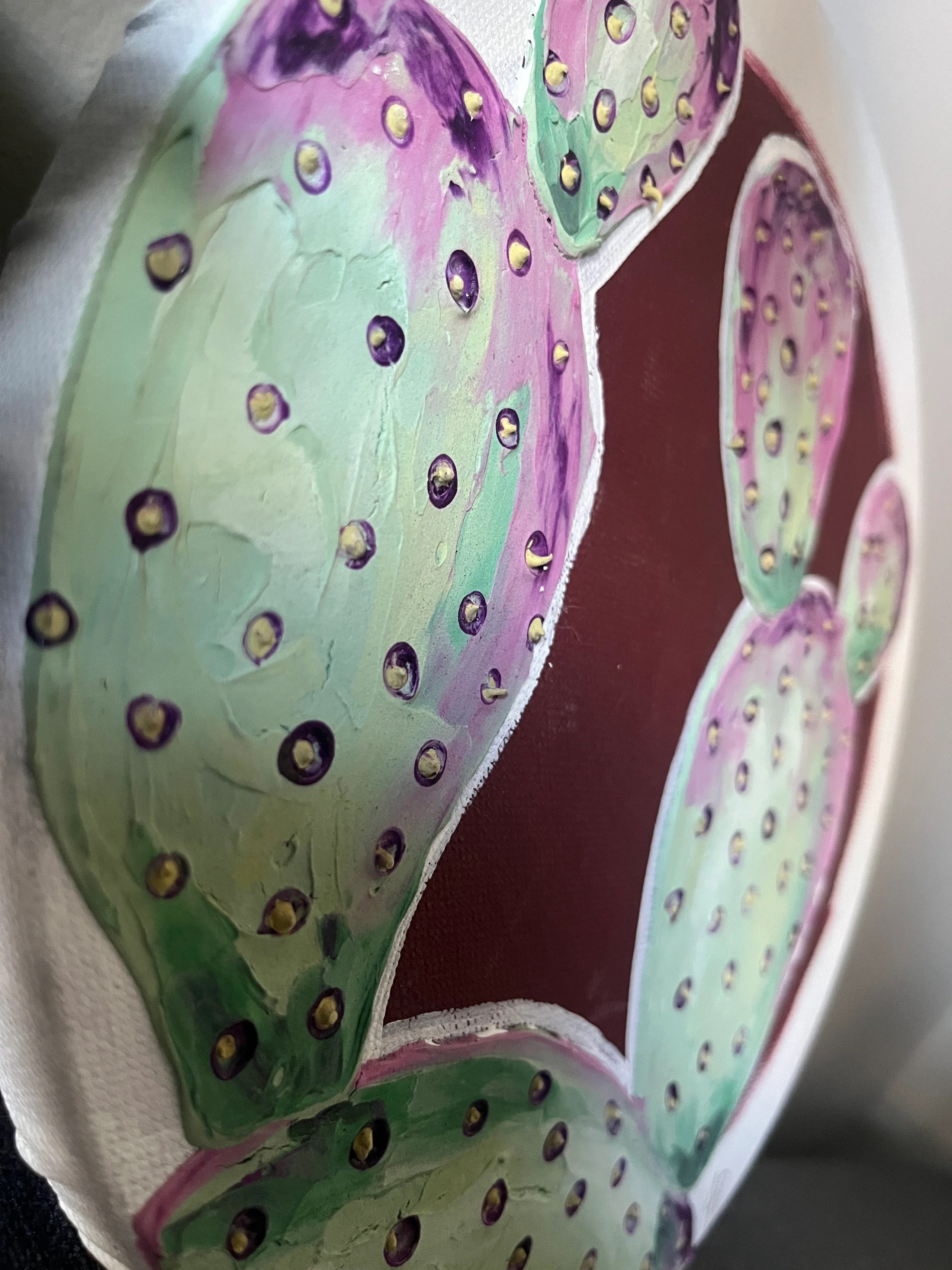 10” Round Cactus Painting