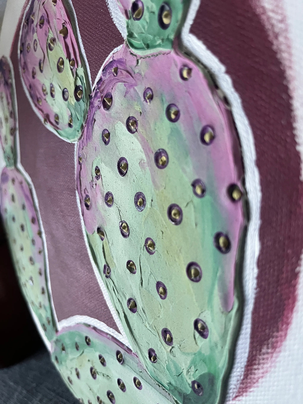 10” Round Cactus Painting