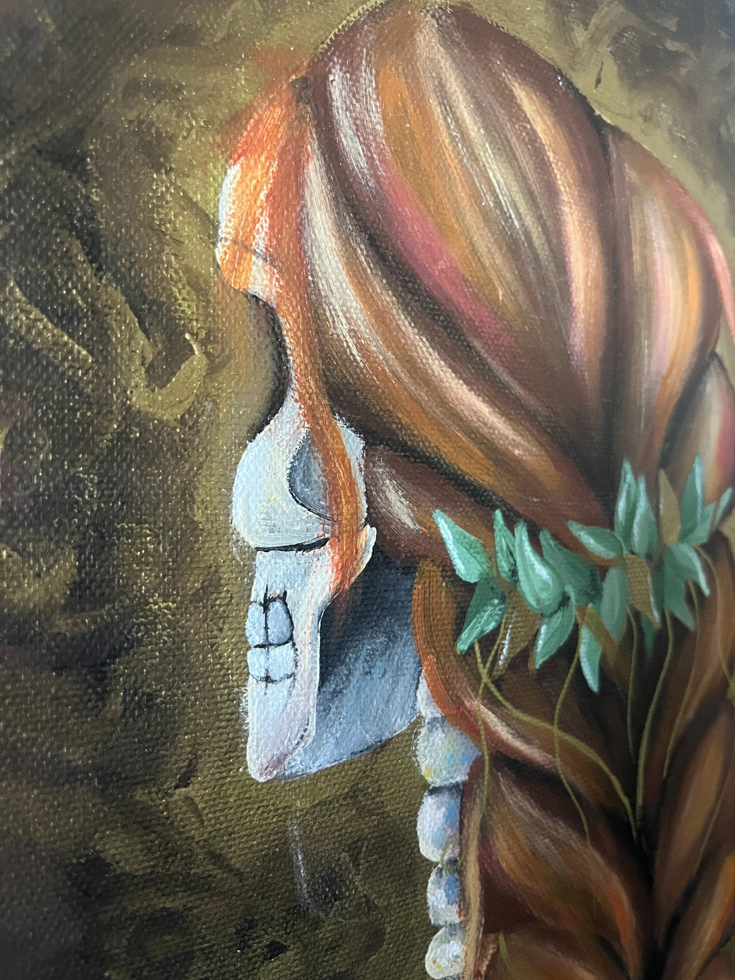 12x16” Skeleton Hair Painting