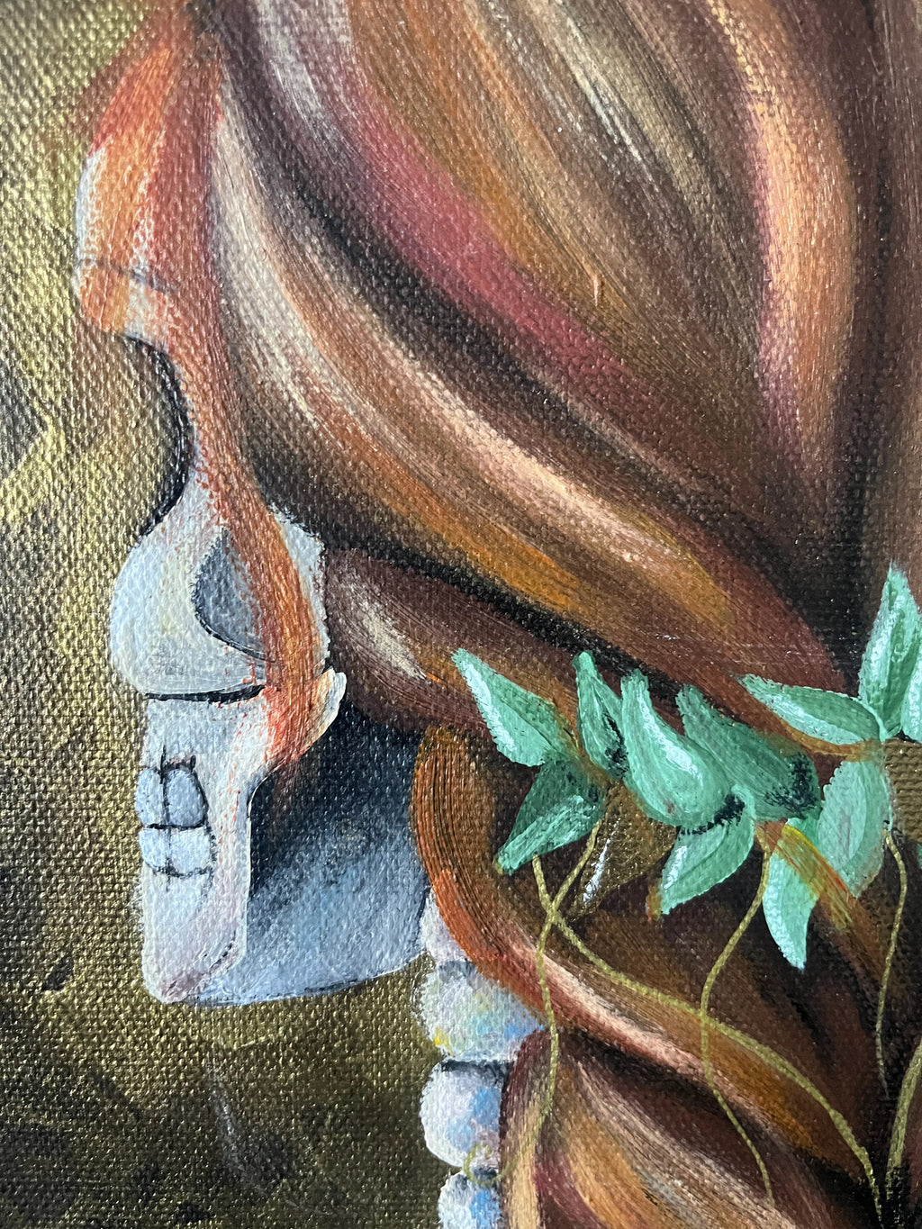 12x16” Skeleton Hair Painting