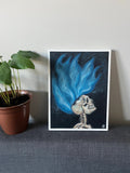9x12” Blue Flame Skeleton Painting