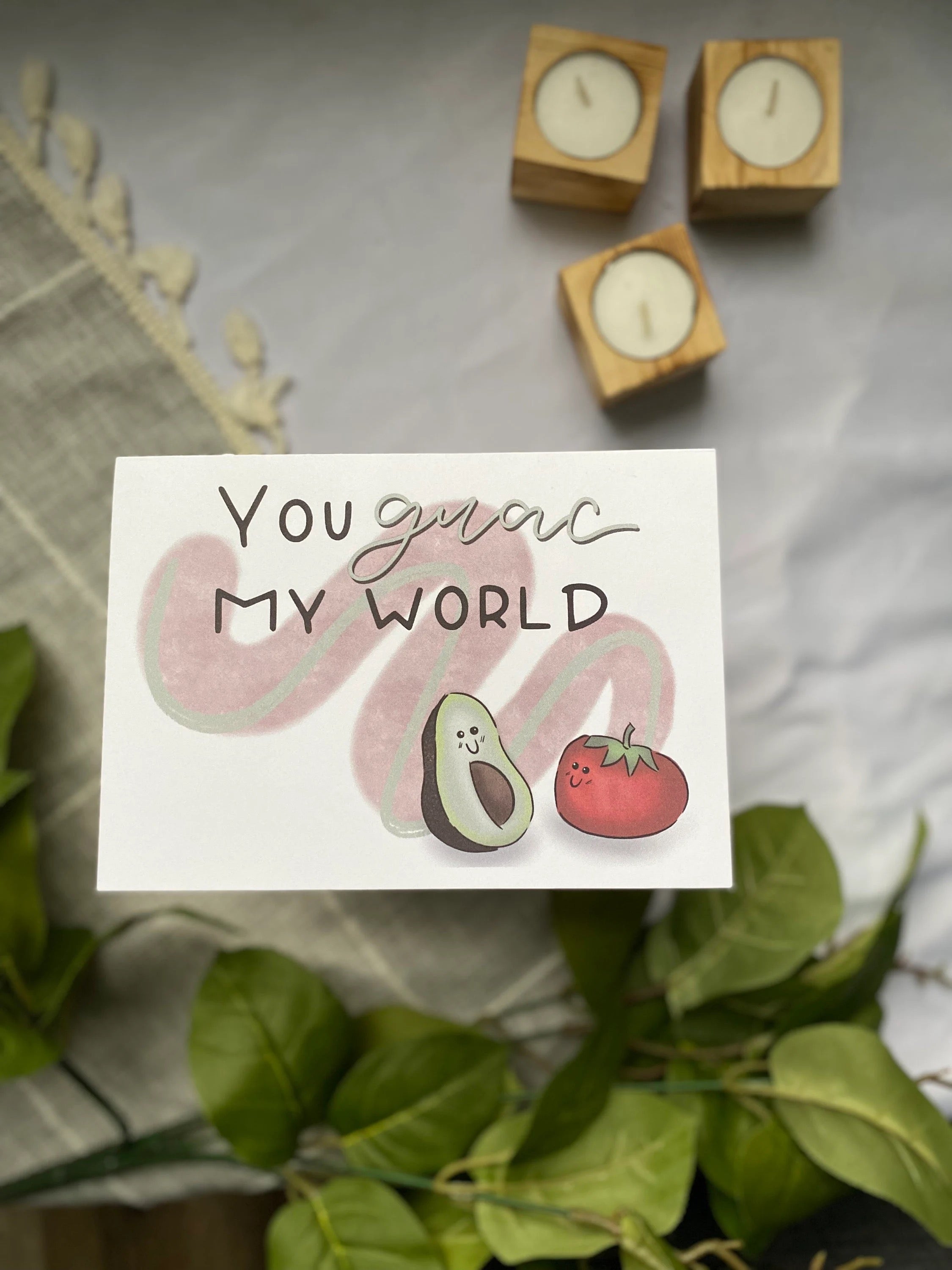 you "guac" my world greeting card