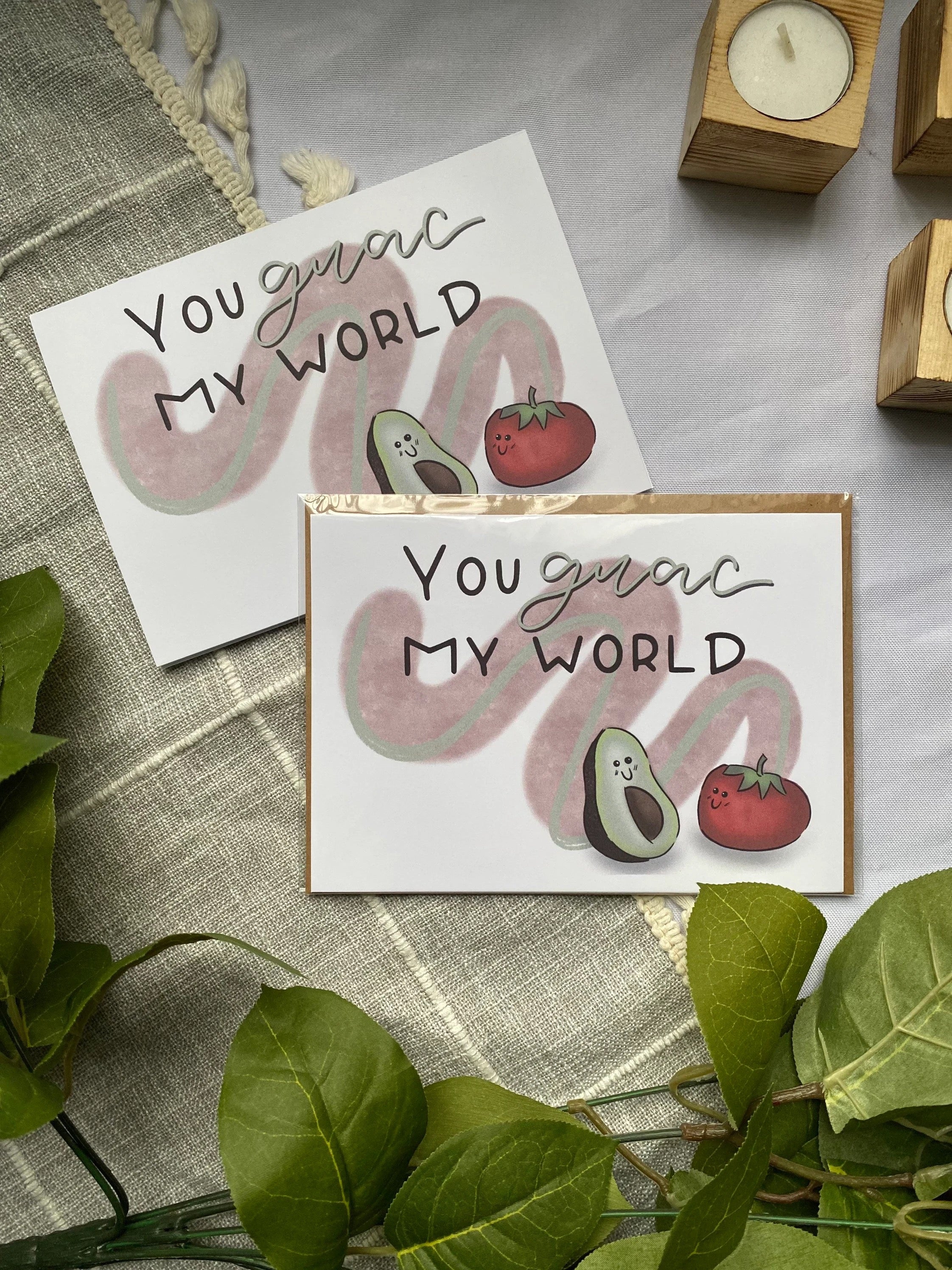 you "guac" my world greeting card