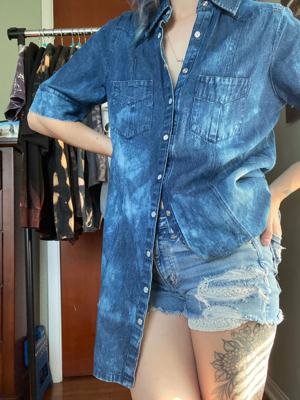 M Death to Life denim button up shirt