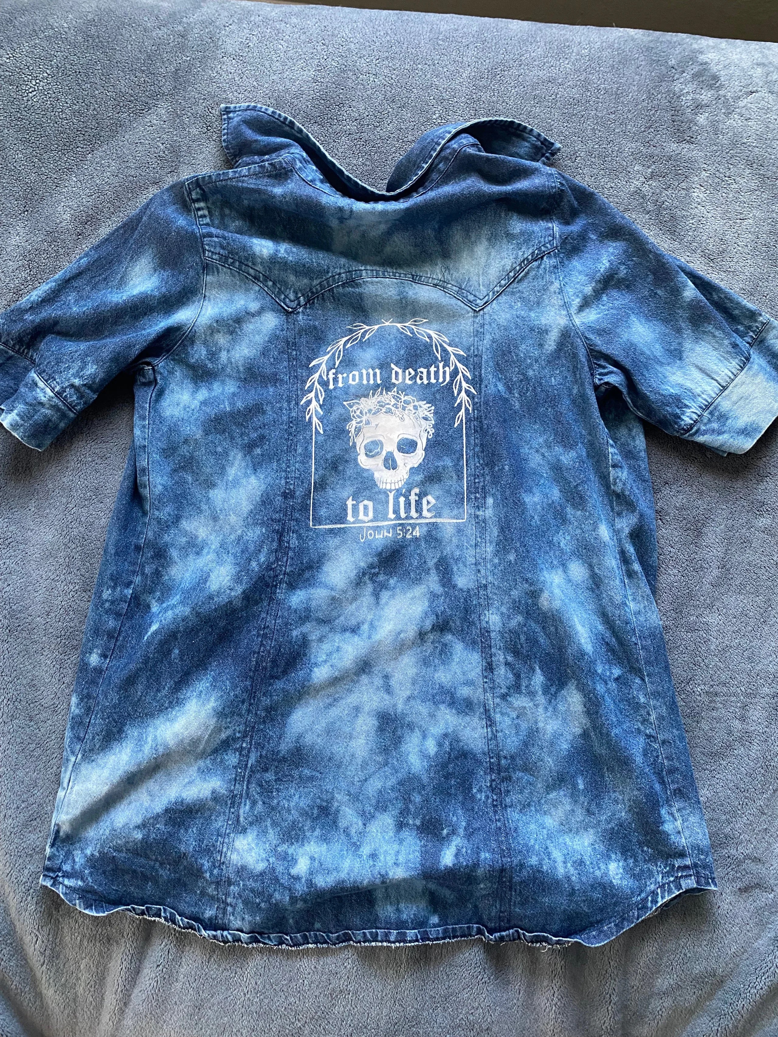 M Death to Life denim button up shirt