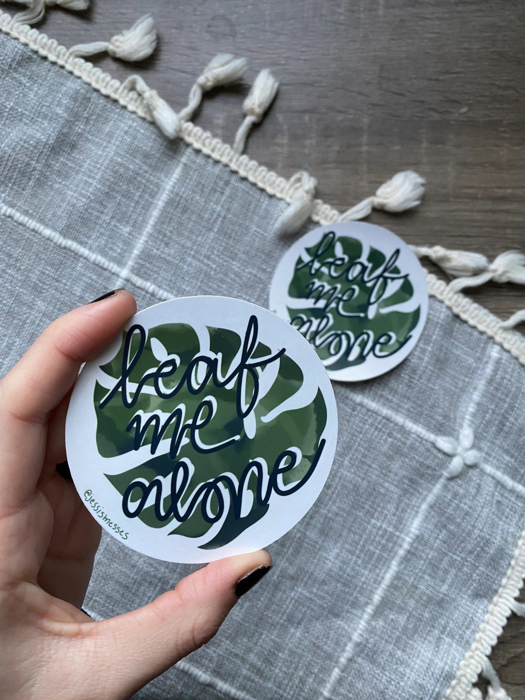 leaf me alone punny sticker
