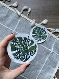 leaf me alone punny sticker