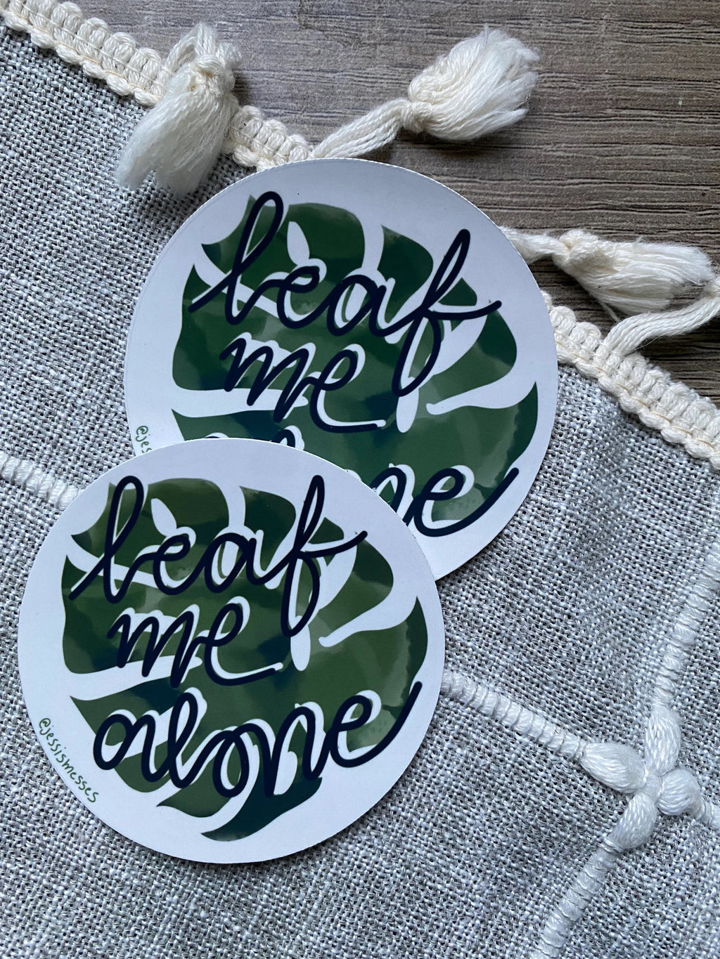 leaf me alone punny sticker