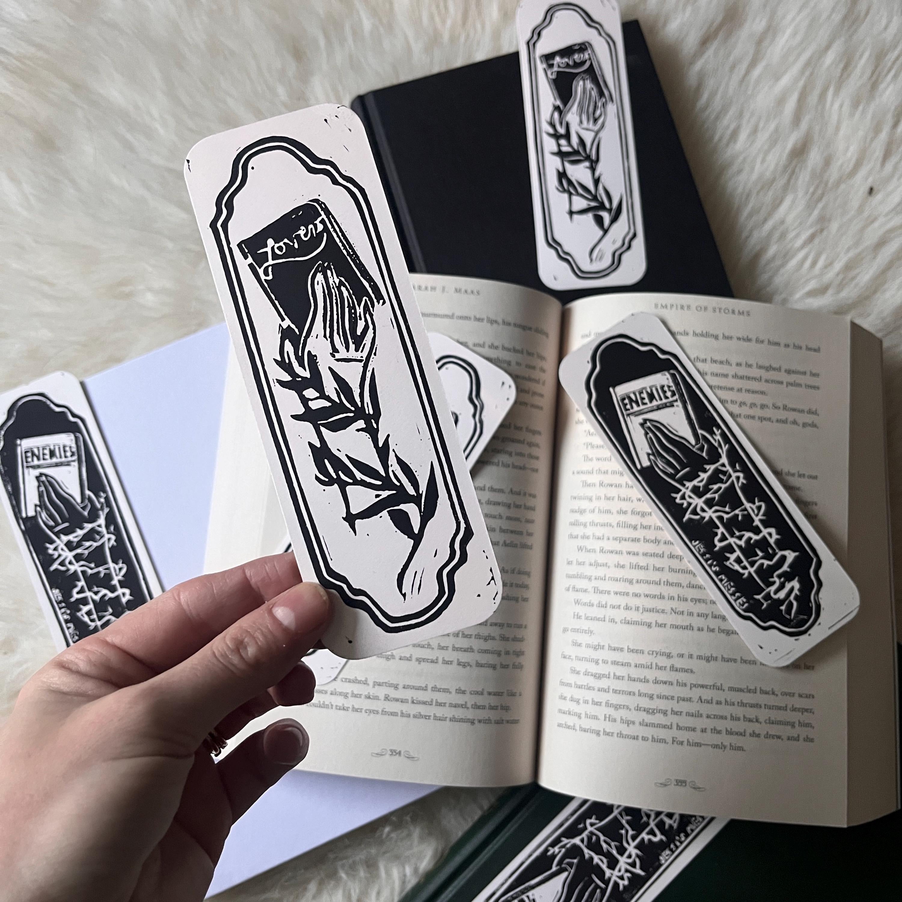 enemies to lovers double sided block printed bookmark