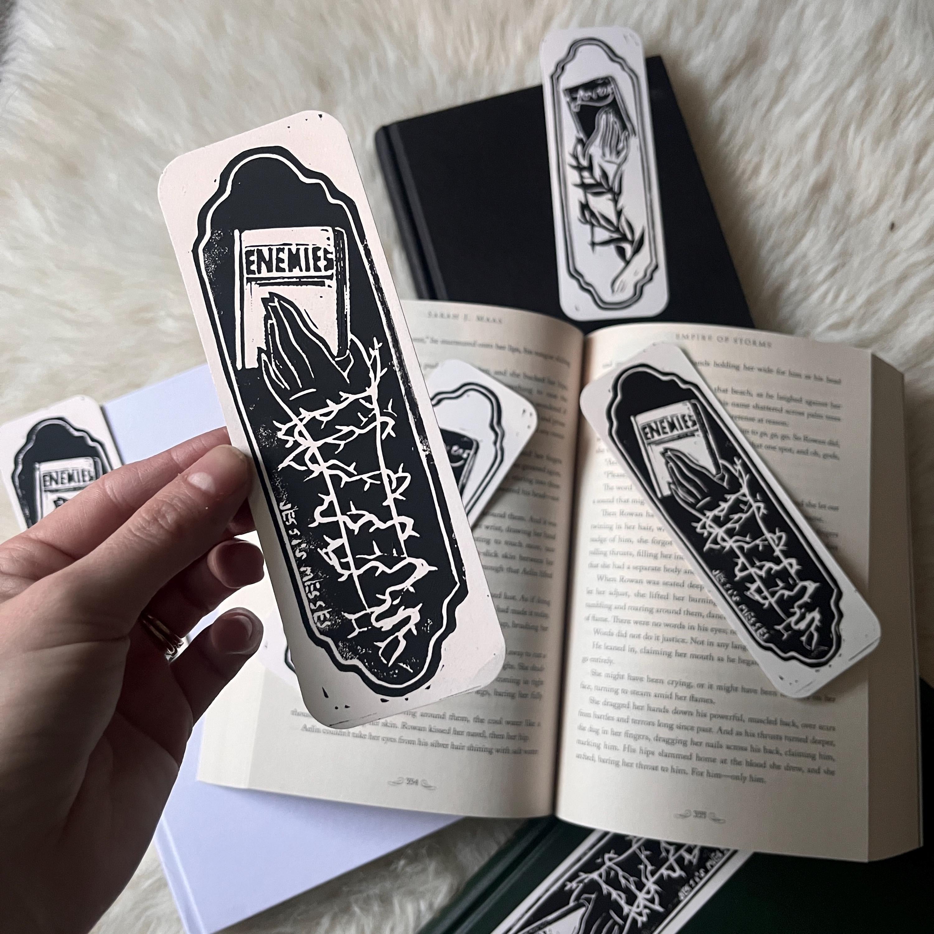 enemies to lovers double sided block printed bookmark