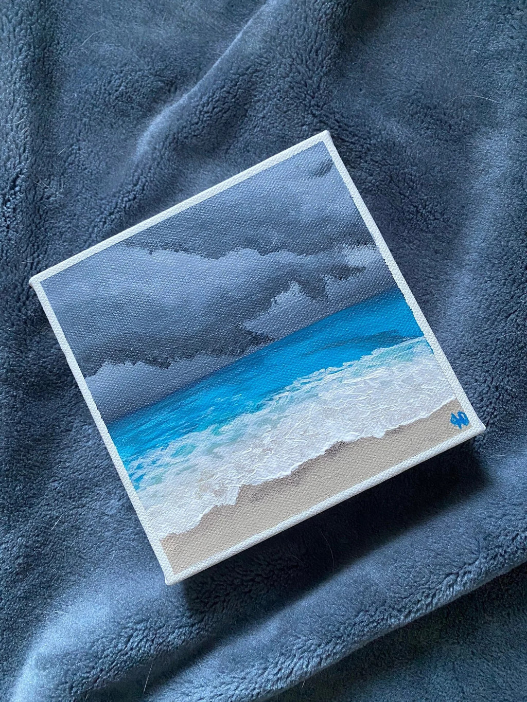 6x6" Stormy Beach Painting