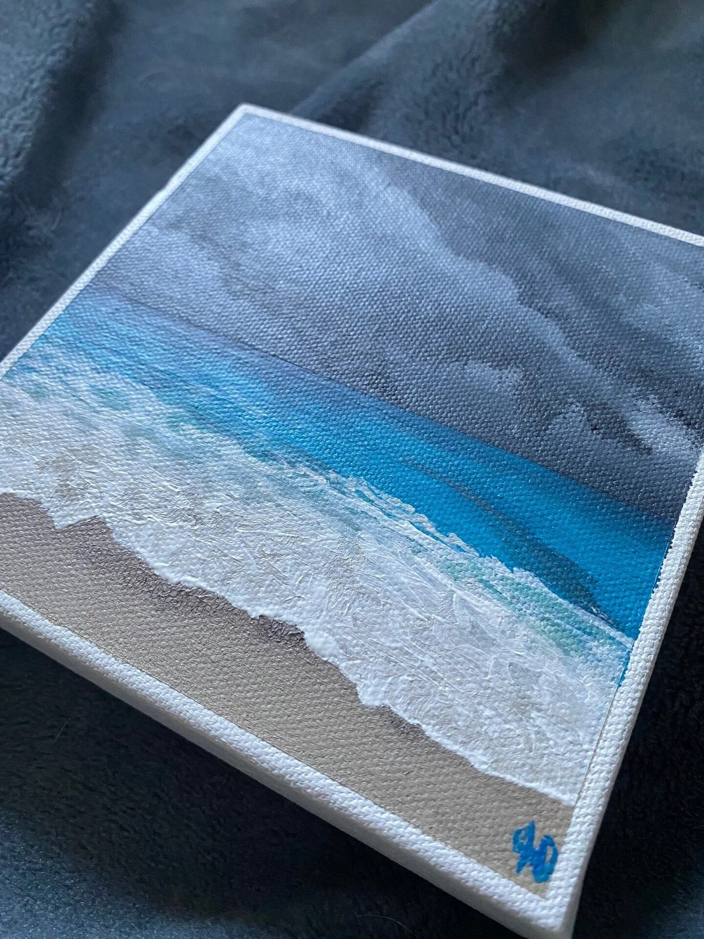 6x6" Stormy Beach Painting