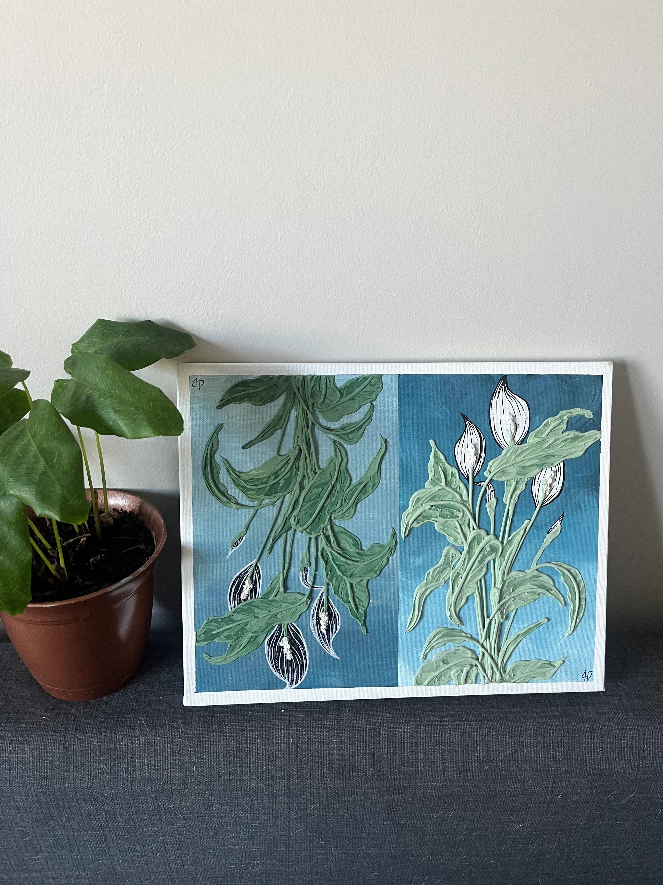 11x14” Peace Lily Painting