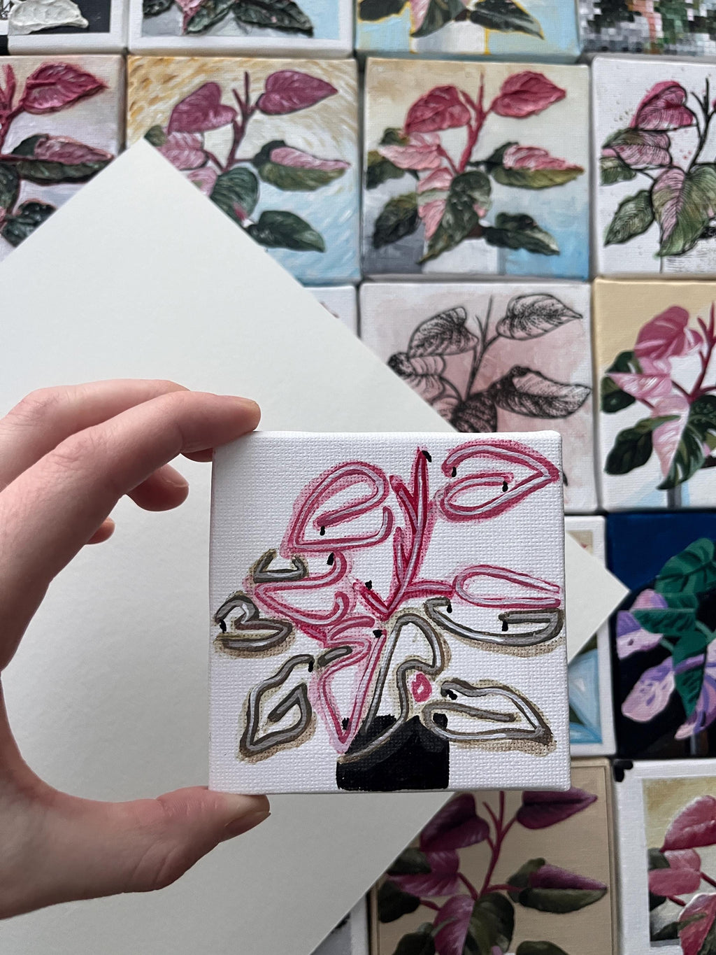 the neon sign, Pink Princess Philodendron painting 18
