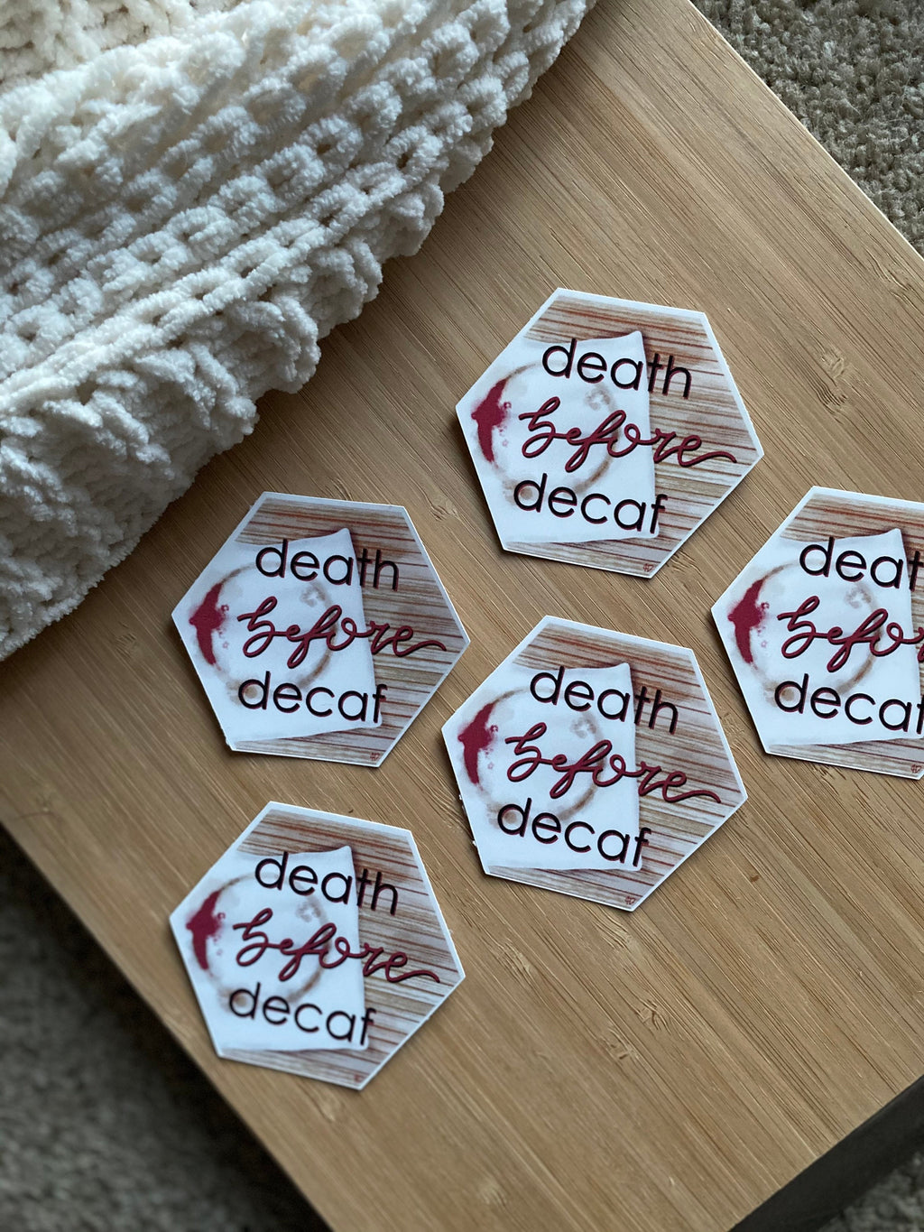 death before decaf vinyl sticker