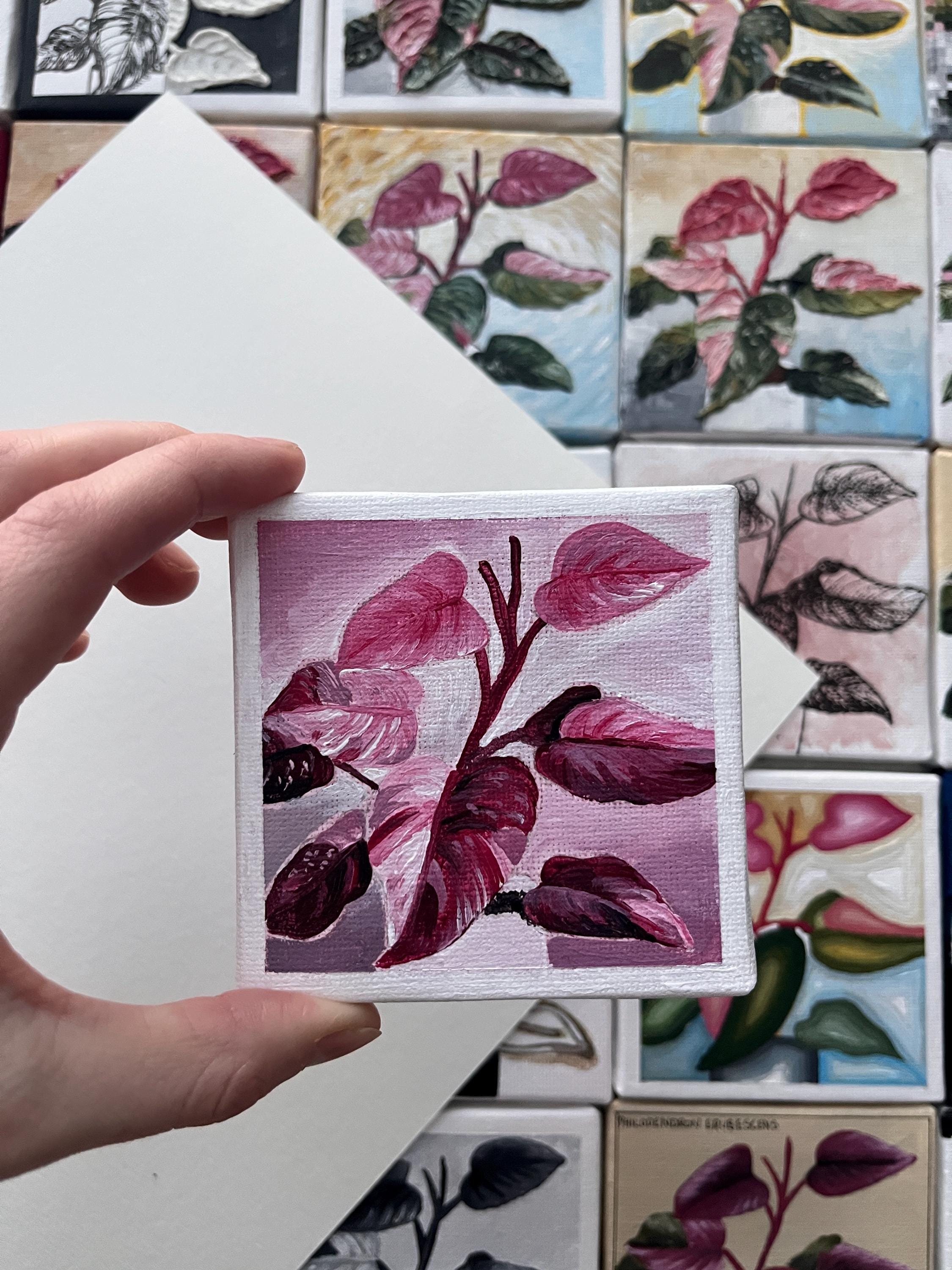 the monochromatic, Pink Princess Philodendron painting 16