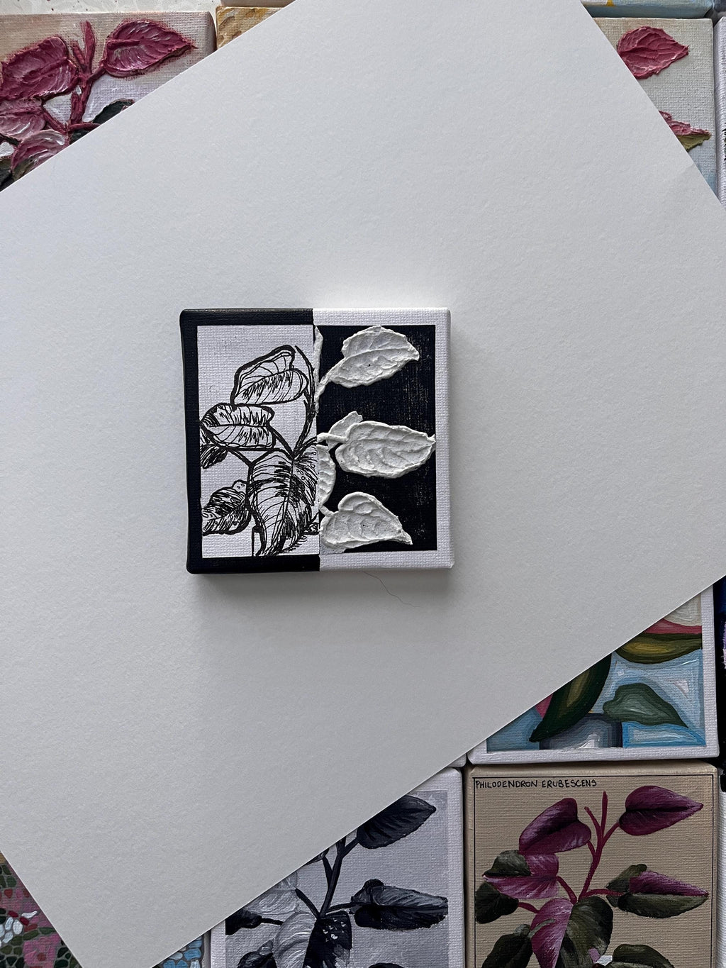 the split, Pink Princess Philodendron painting 2