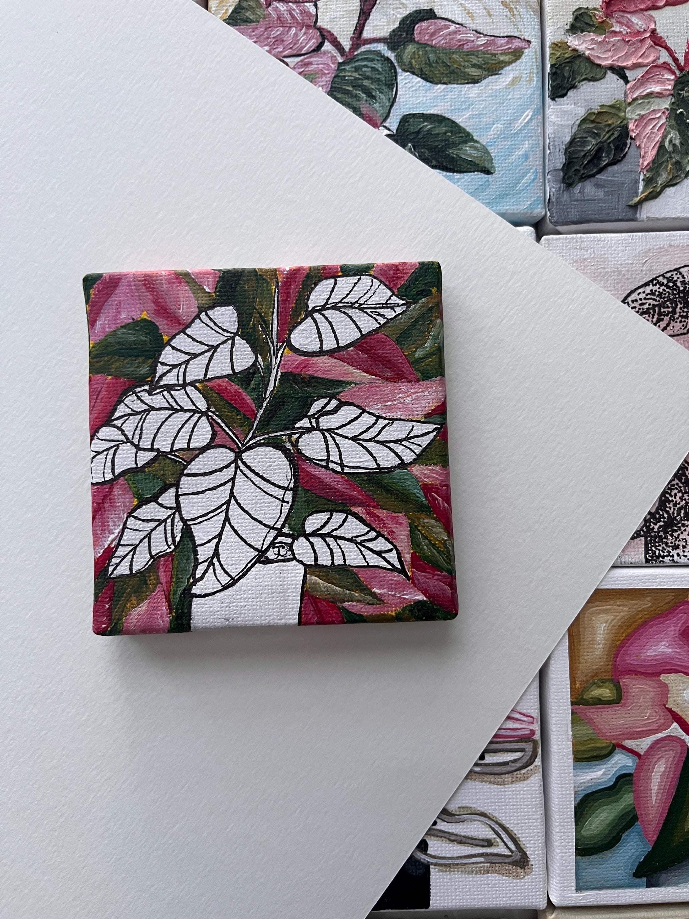 the reverse, Pink Princess Philodendron painting 11