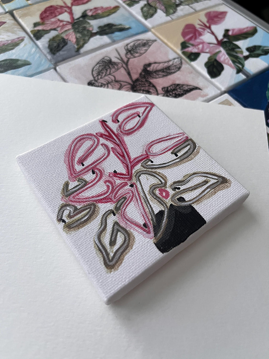 the neon sign, Pink Princess Philodendron painting 18