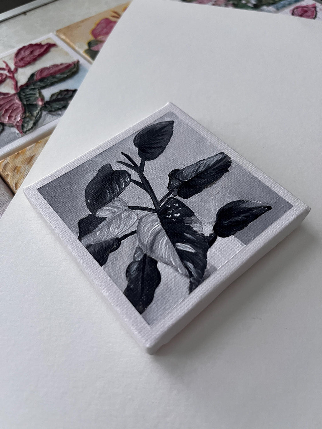 the black and white, Pink Princess Philodendron painting 23