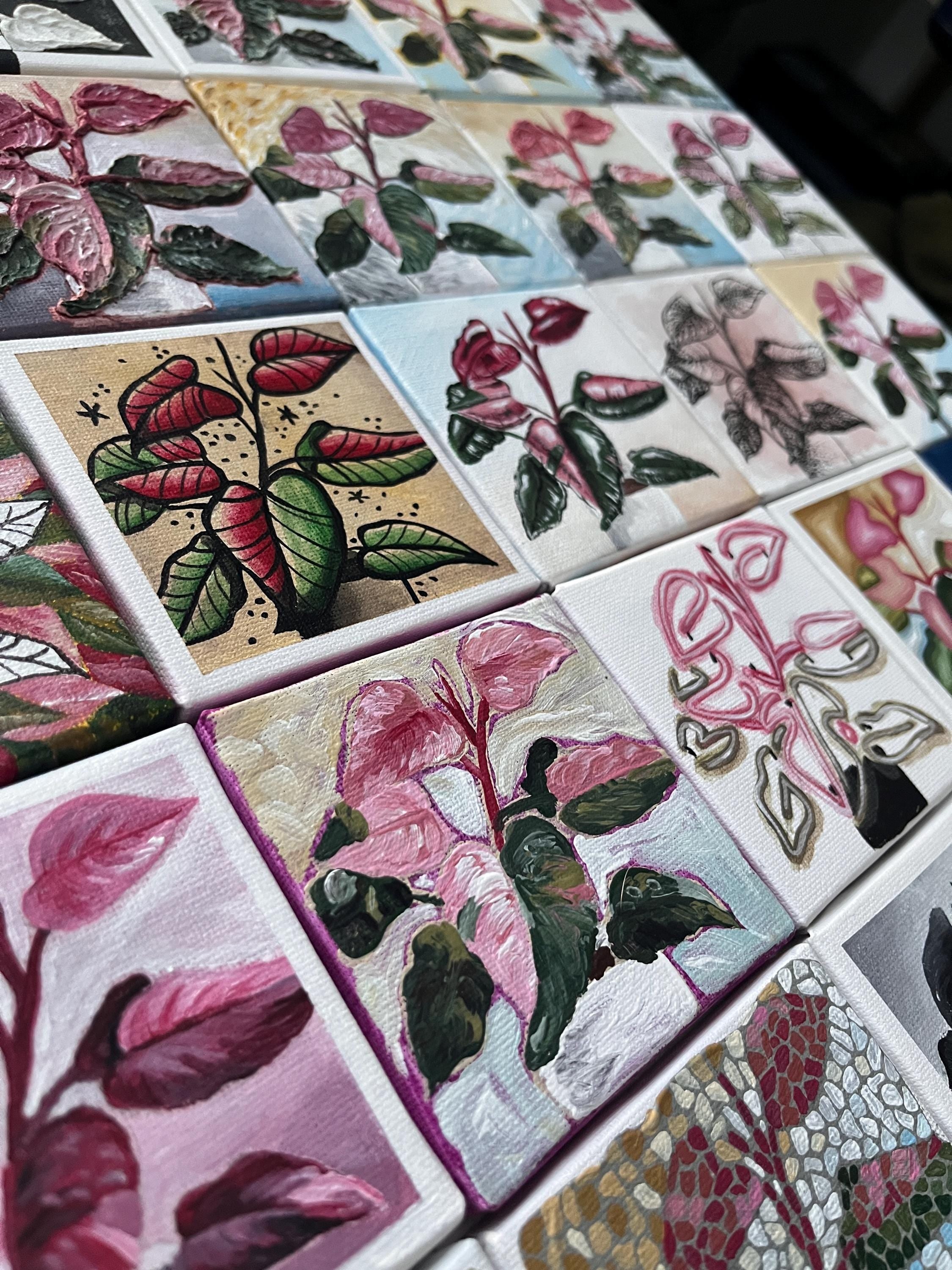 the split, Pink Princess Philodendron painting 2