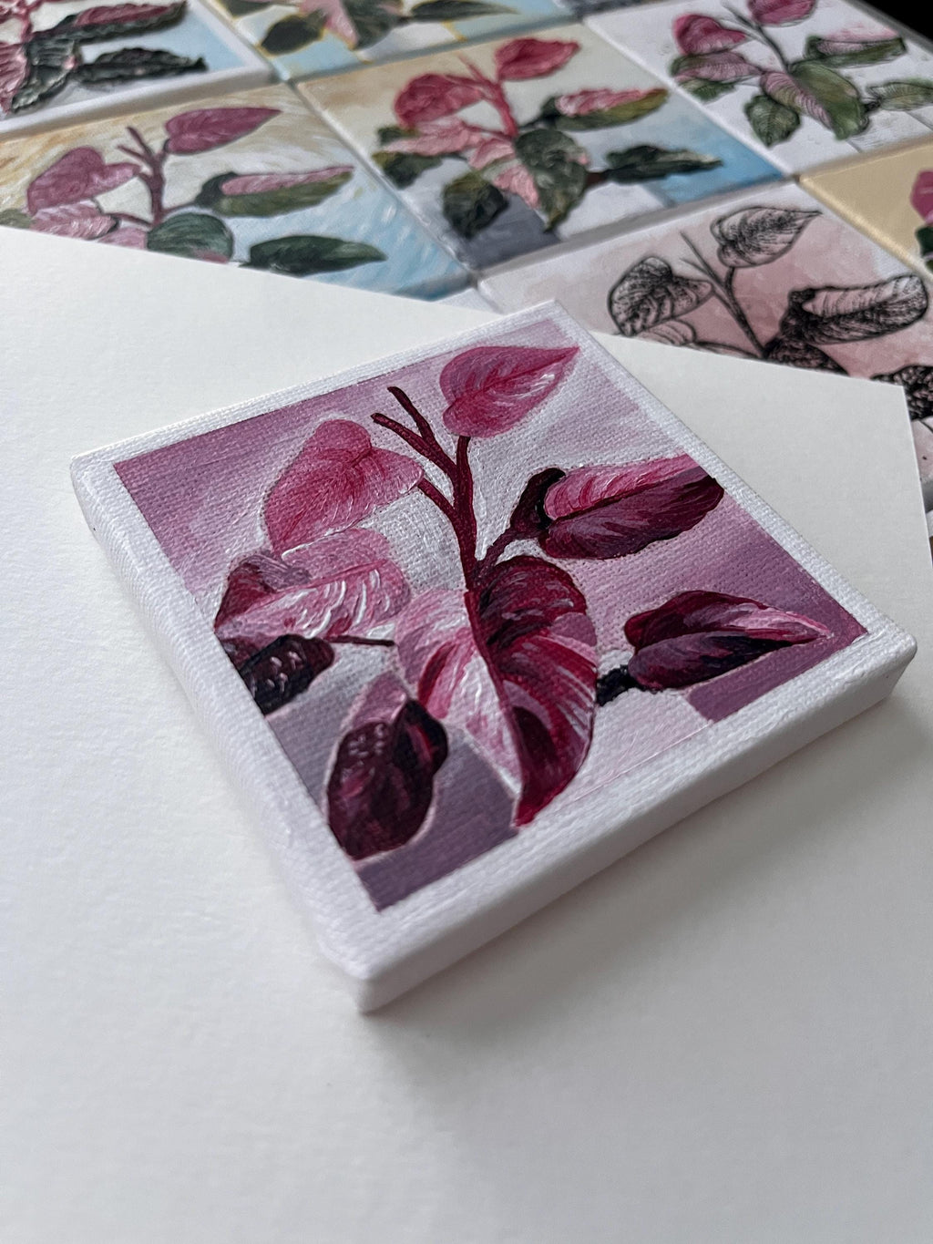 the monochromatic, Pink Princess Philodendron painting 16