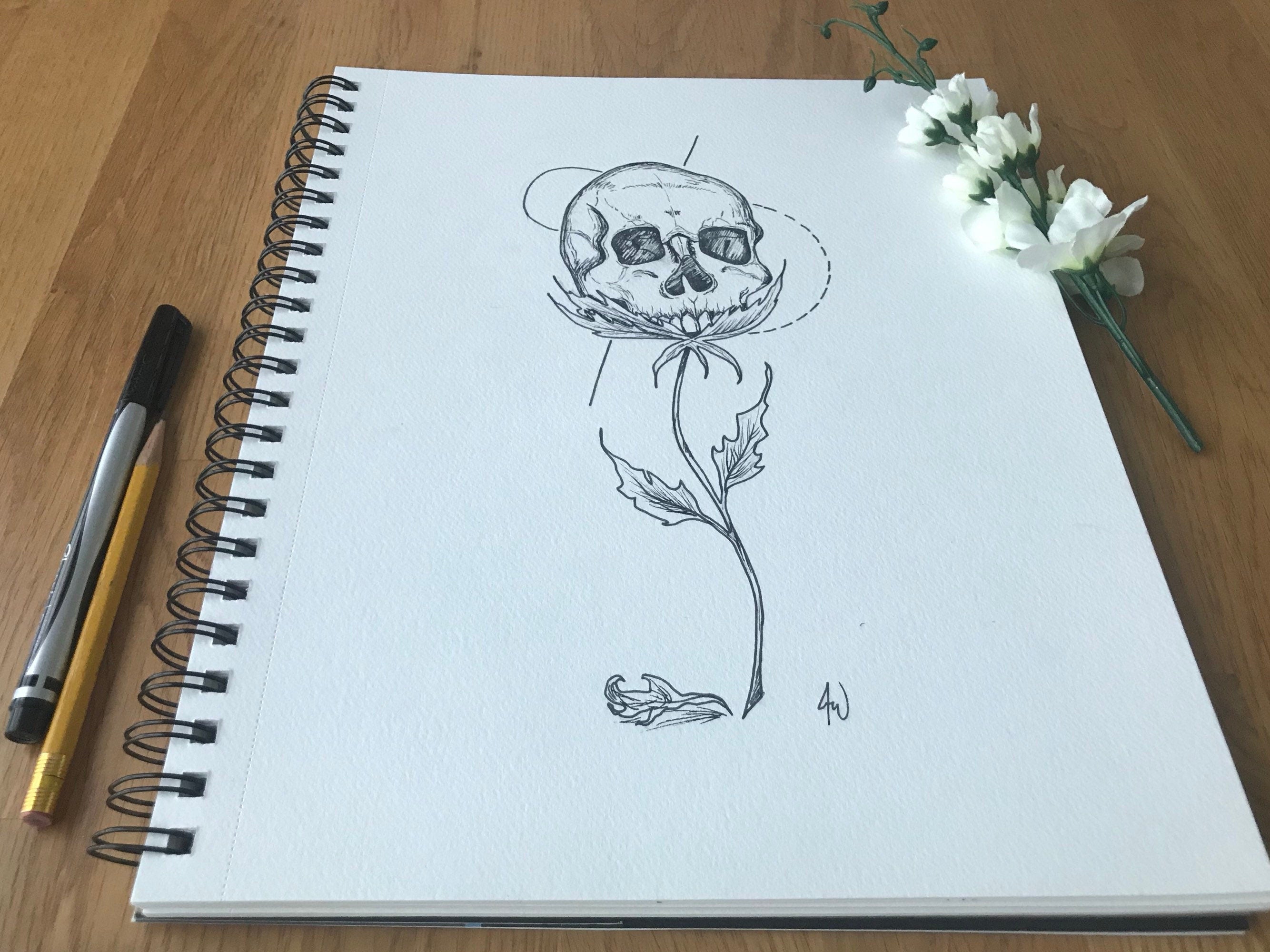 Skull Flower Art Print
