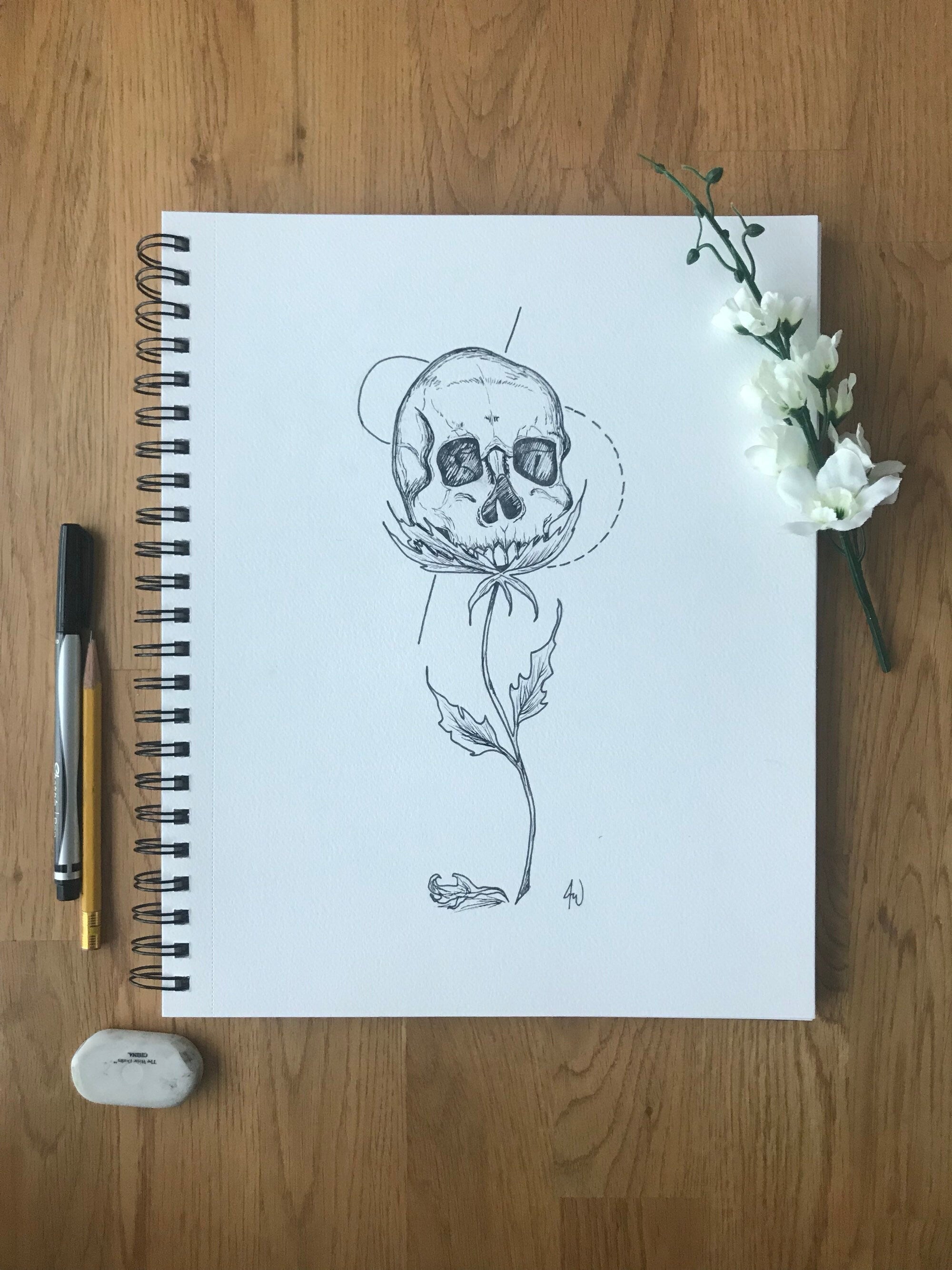 Skull Flower Art Print