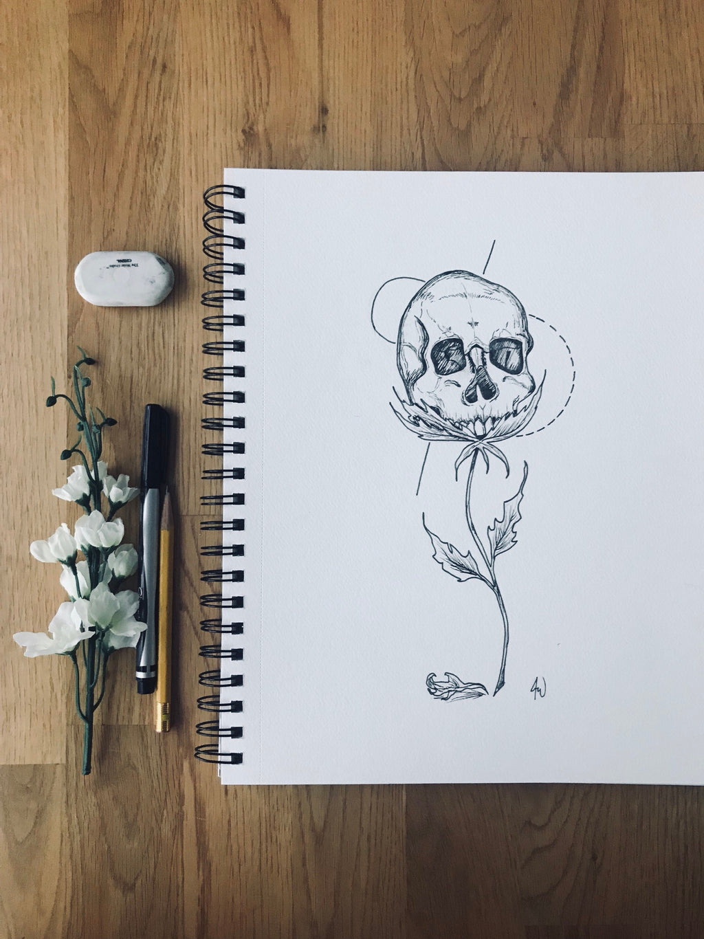 Skull Flower Art Print