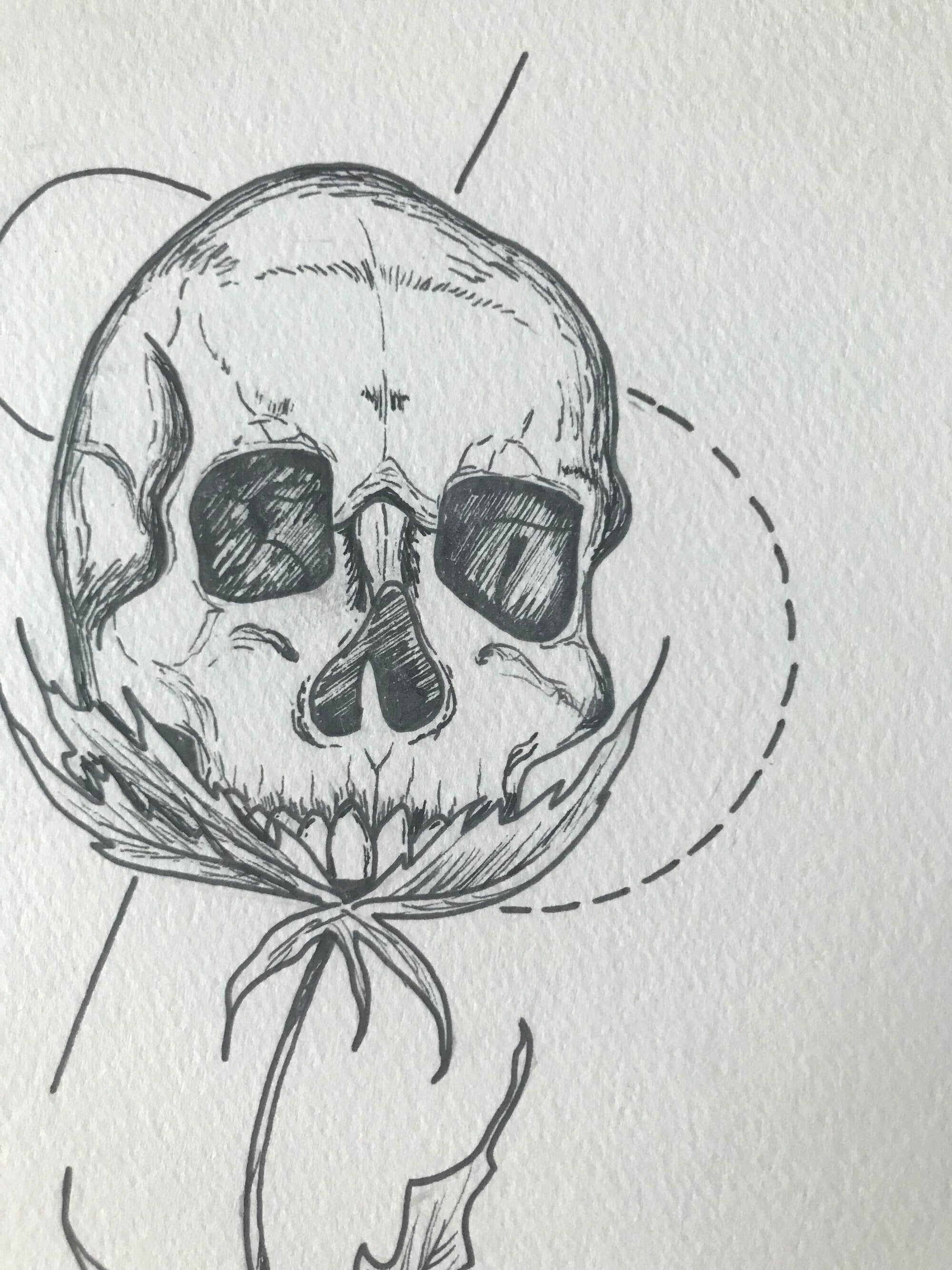Skull Flower Art Print
