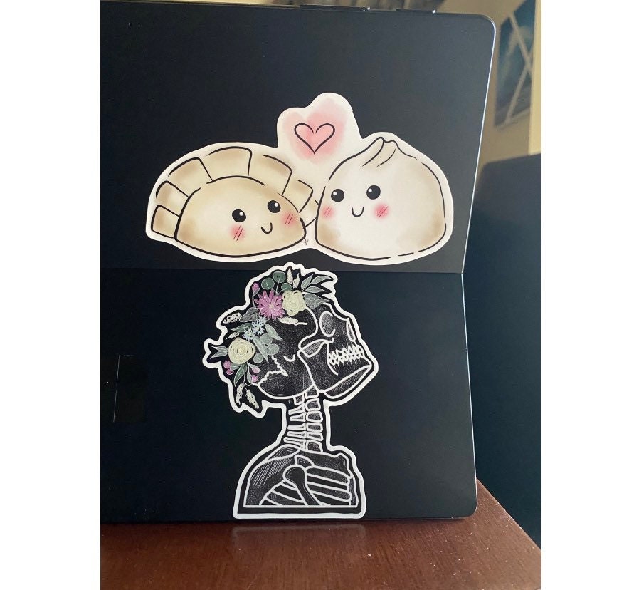 Flower crown wearing skeleton sticker