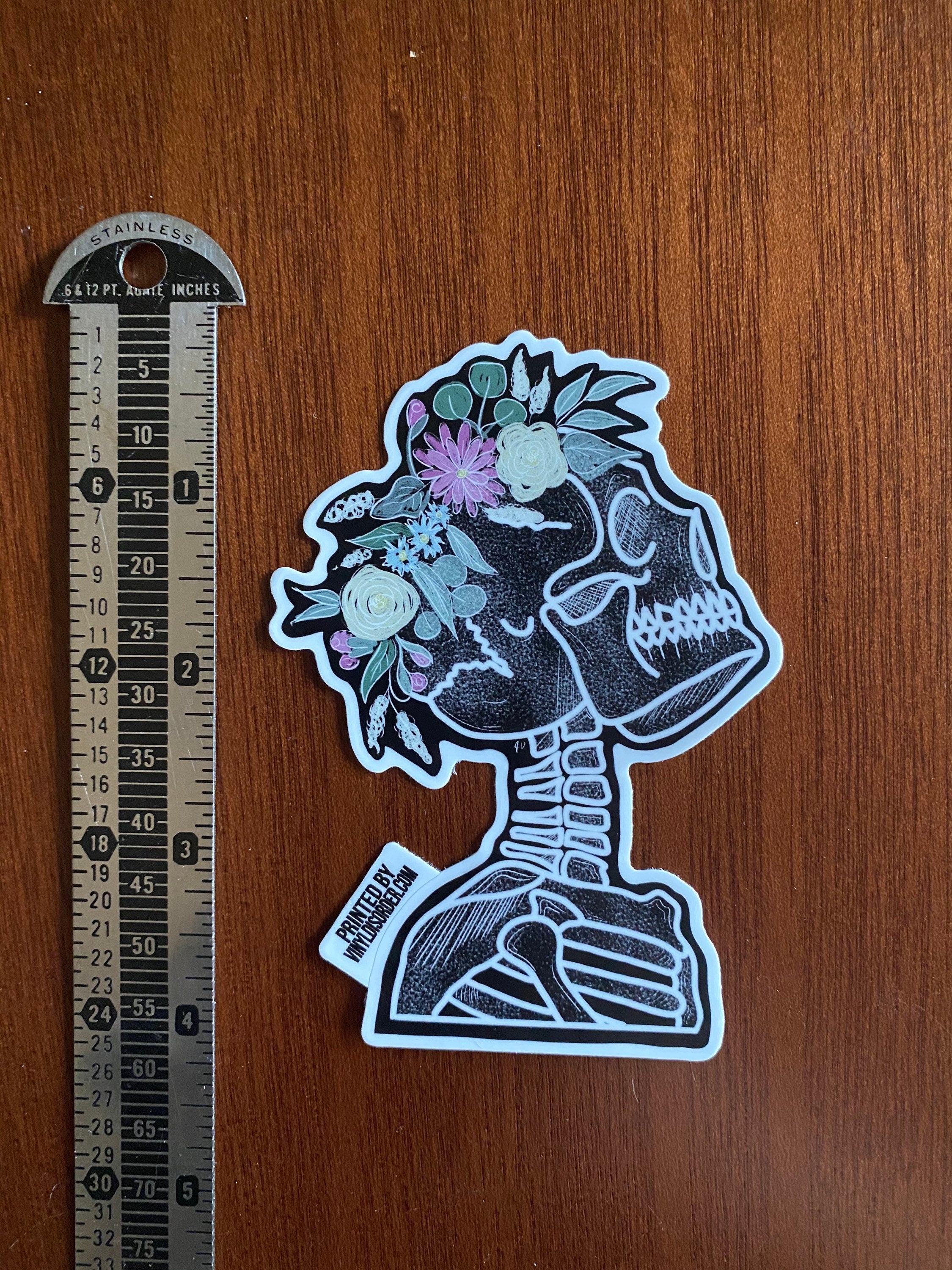 Flower crown wearing skeleton sticker