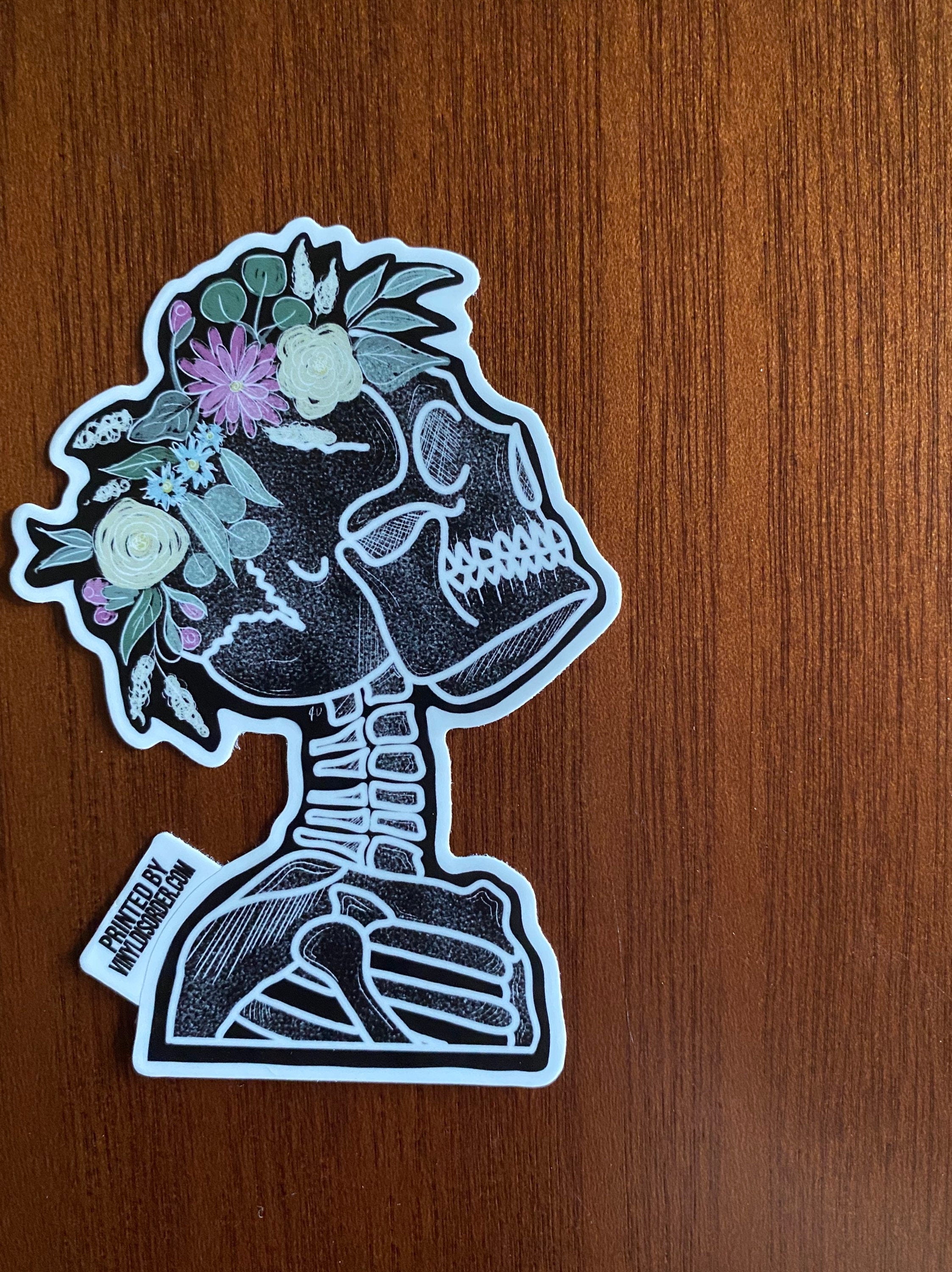 Flower crown wearing skeleton sticker