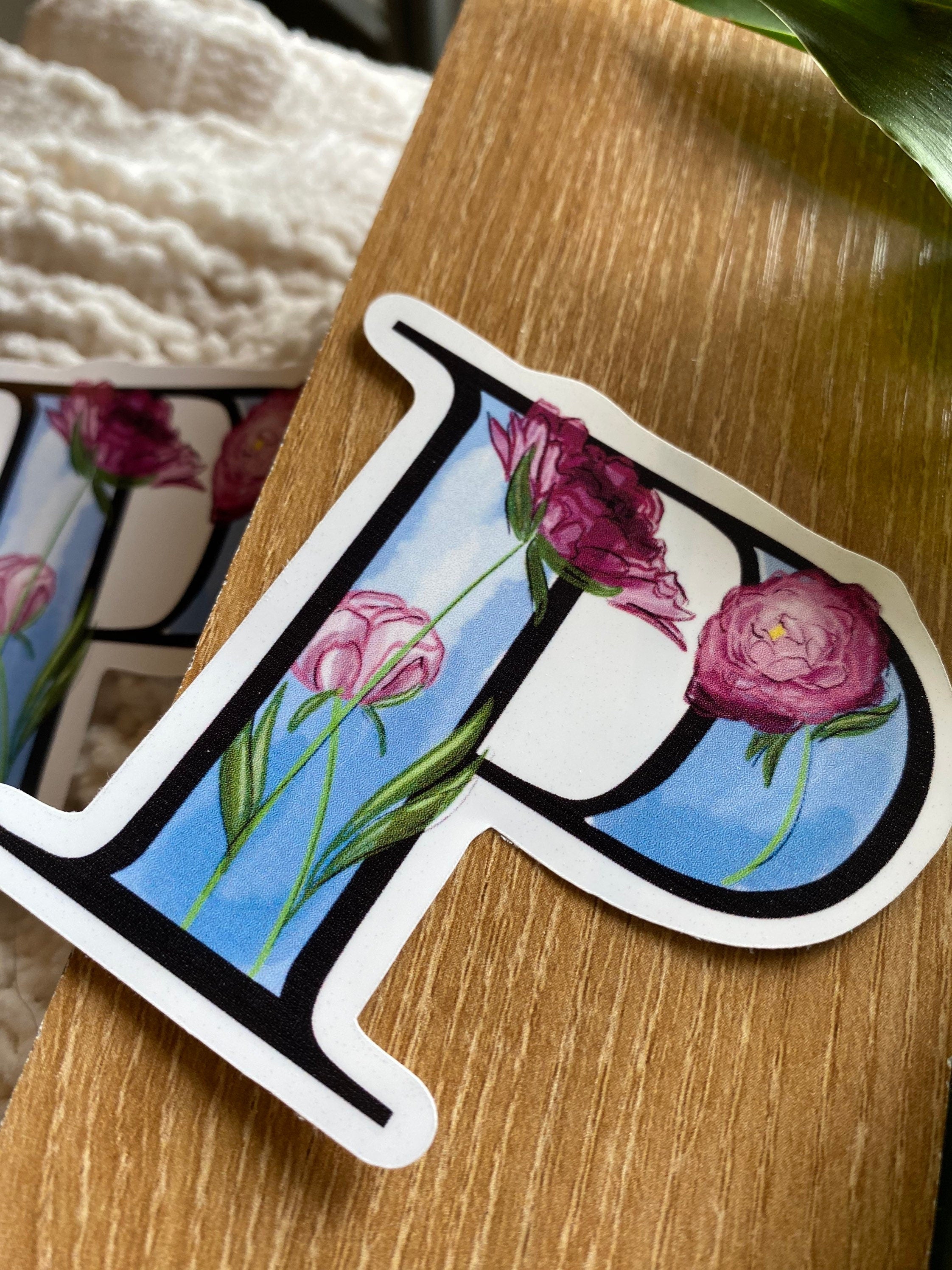 3” P is for peony sticker