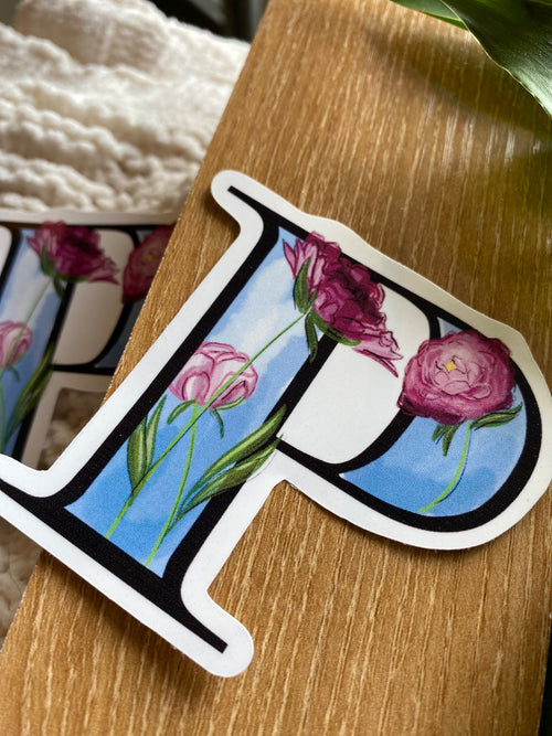 3” P is for peony sticker