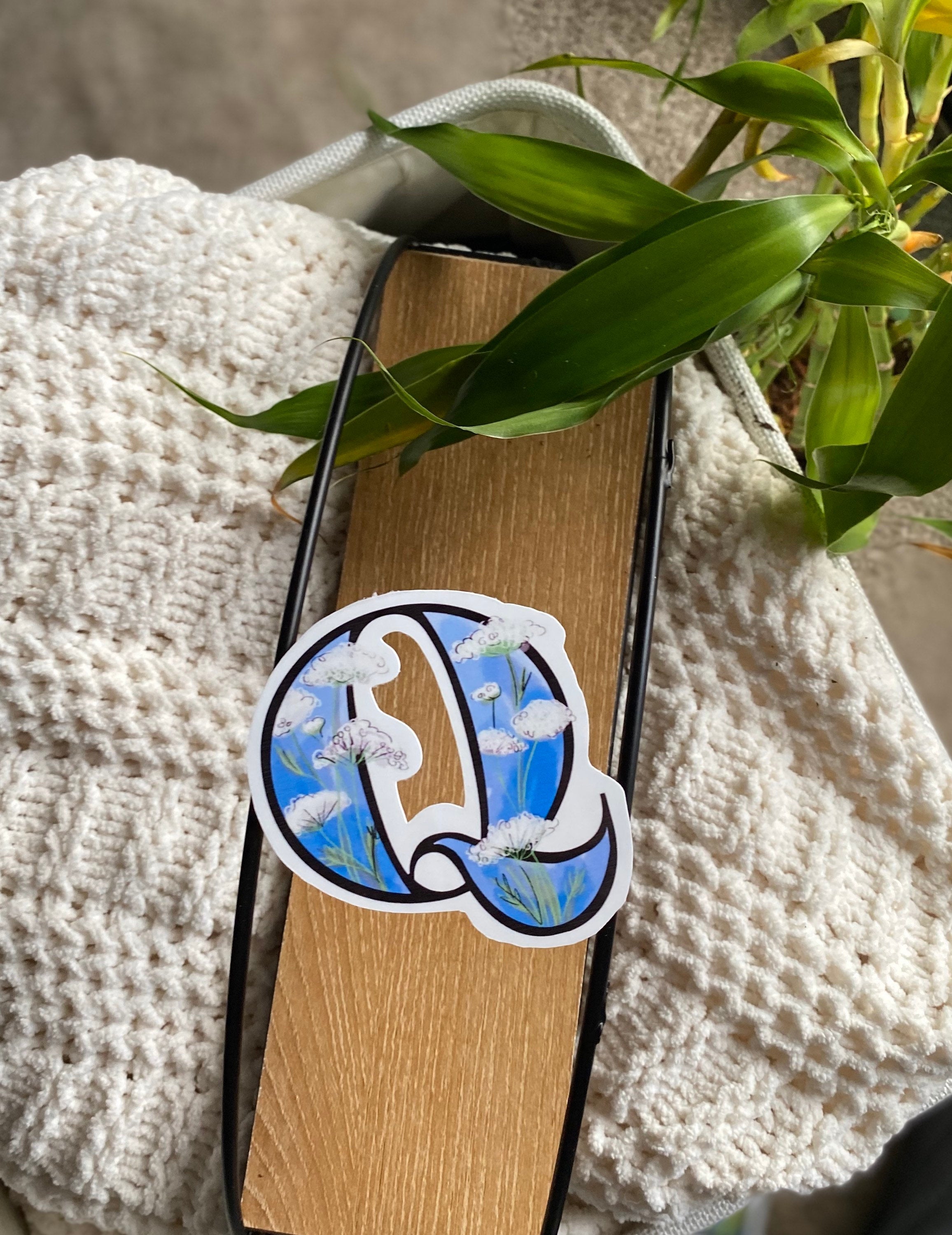 3” Q is for Queen Anne’s lace sticker